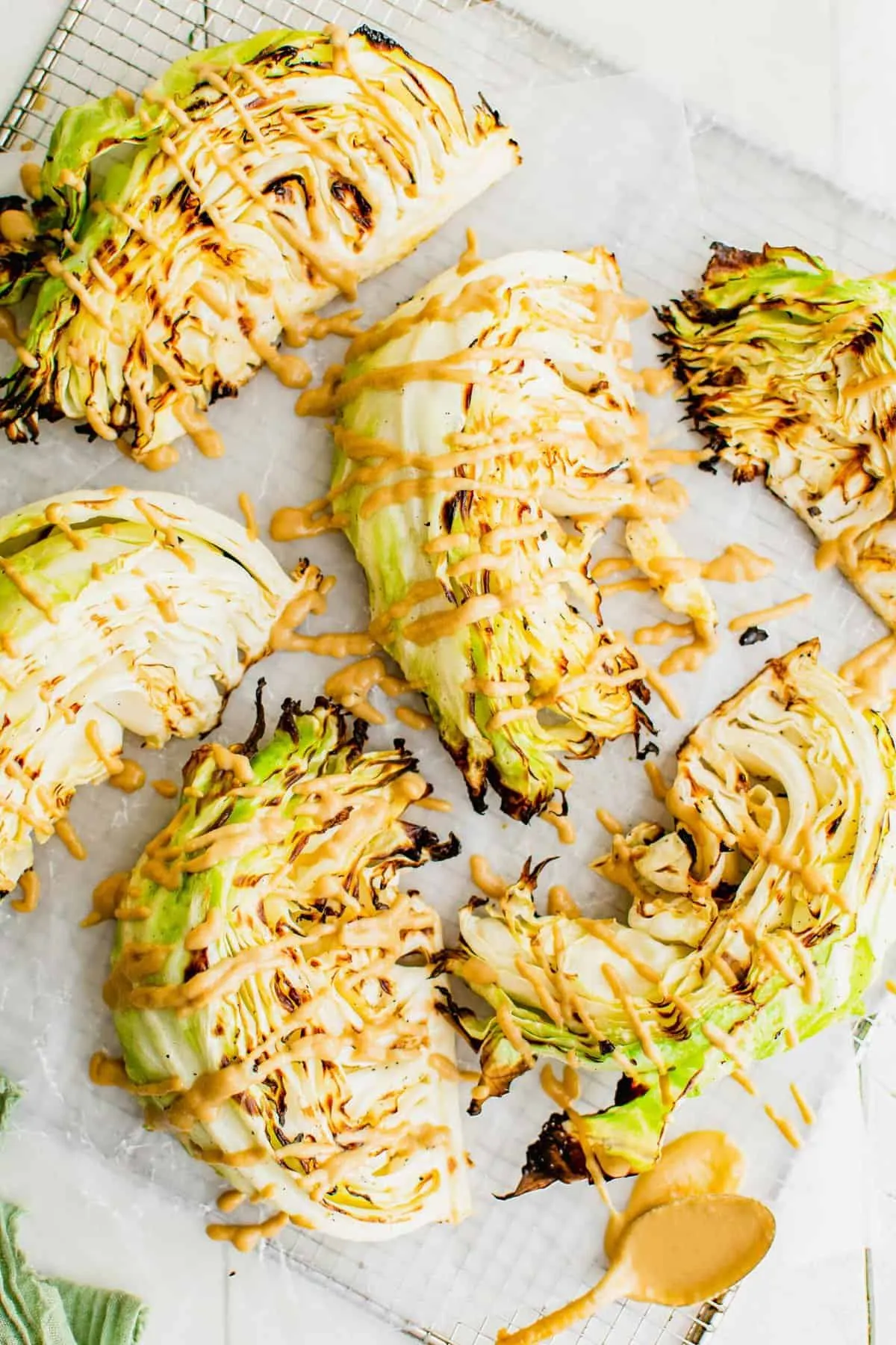 Grilled Cabbage with Tahini Soy Drizzle