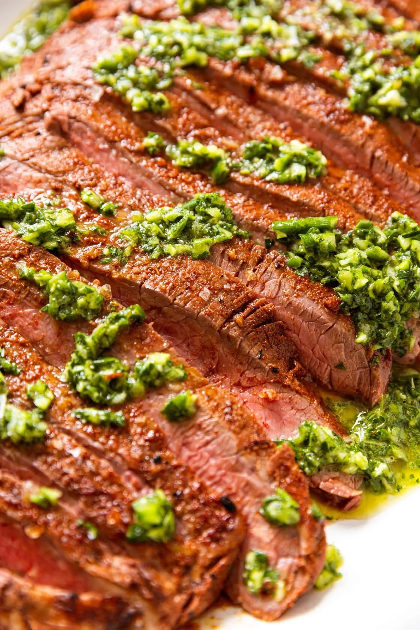 Grilled Flank Steak Garlic Scape Chimichurri