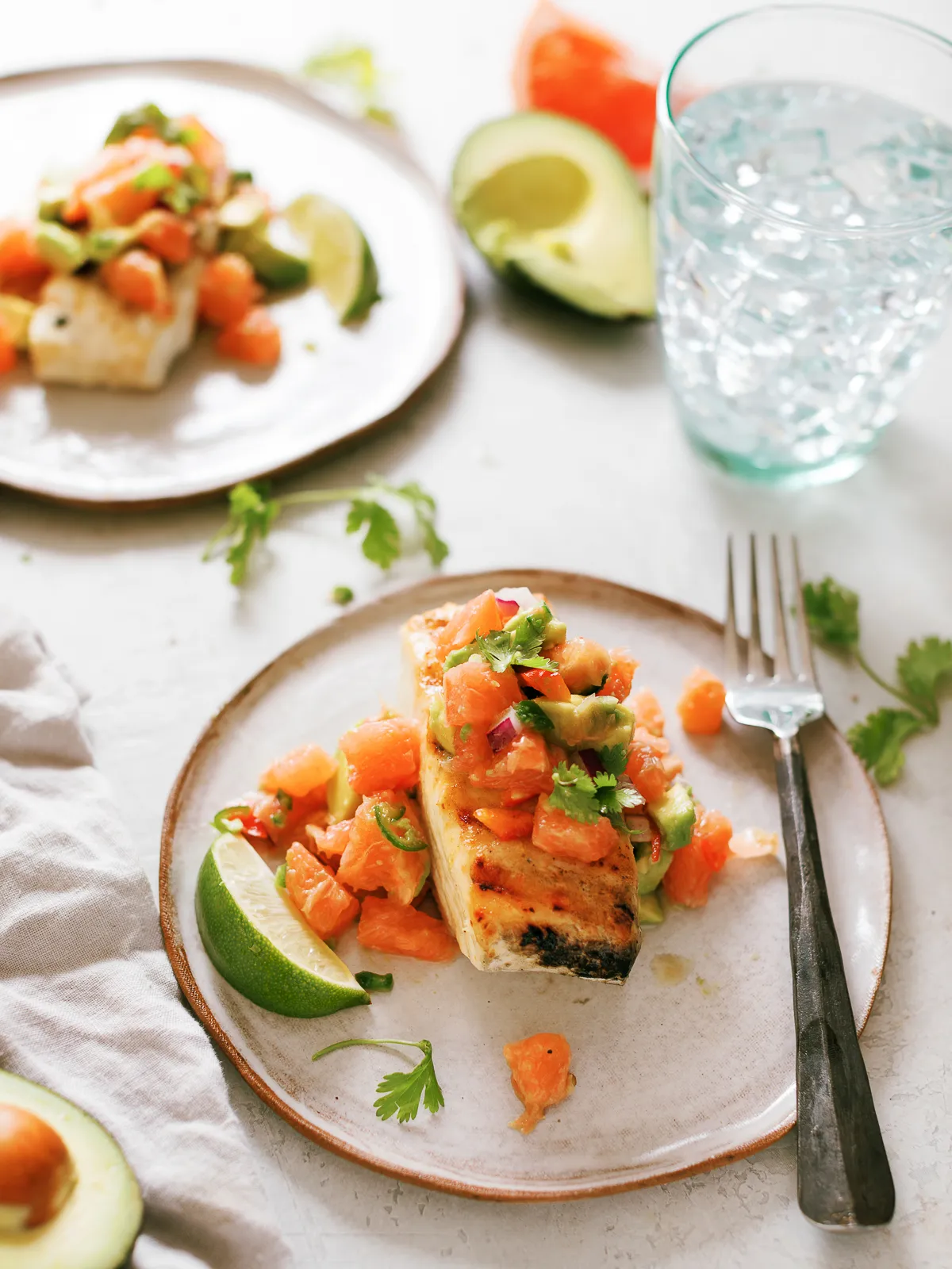 Grilled Halibut with Grapefruit Avocado Salsa