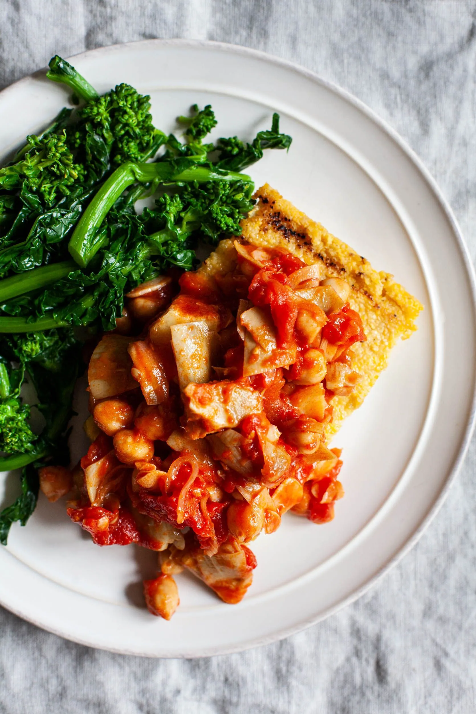 Grilled Polenta with Chickpeas, Artichokes, and Tomatoes