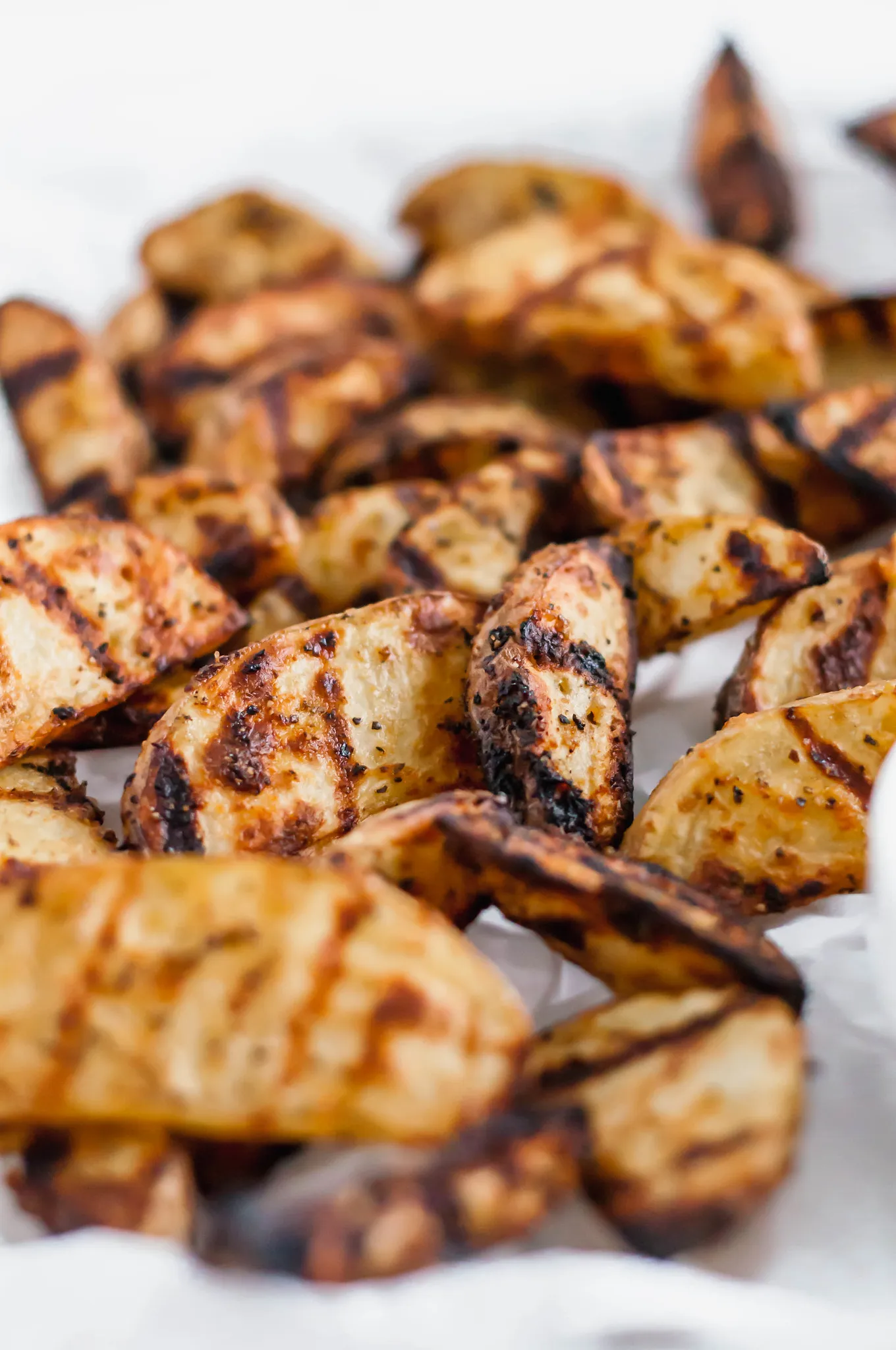 Grilled Potato Wedges with Fresh Spinach