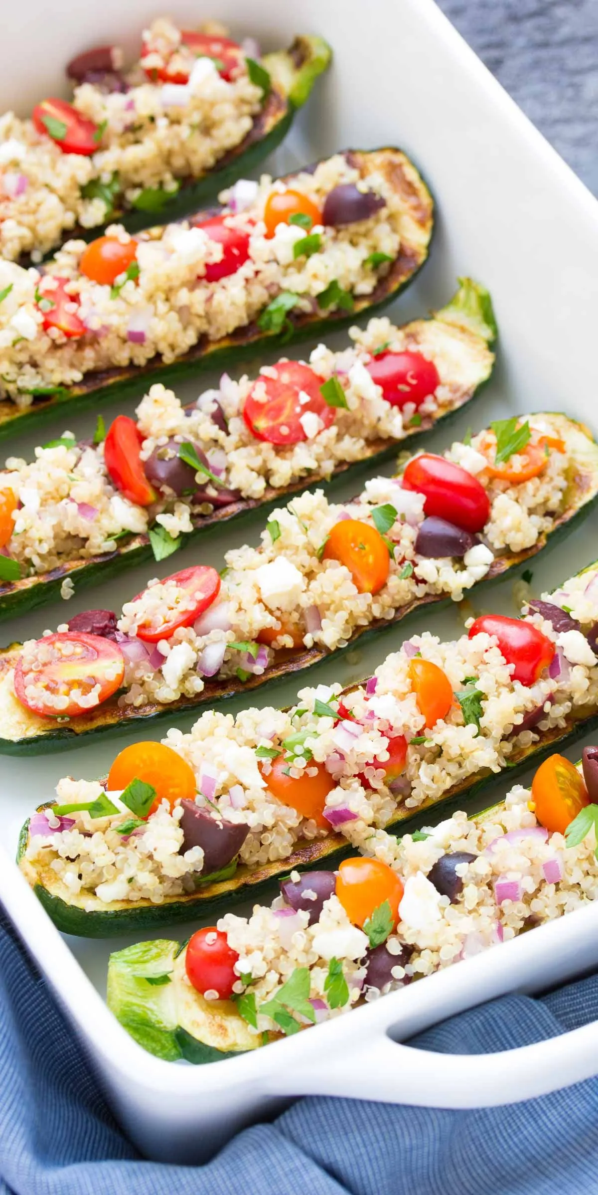 Grilled Quinoa Pizza Zucchini Boats