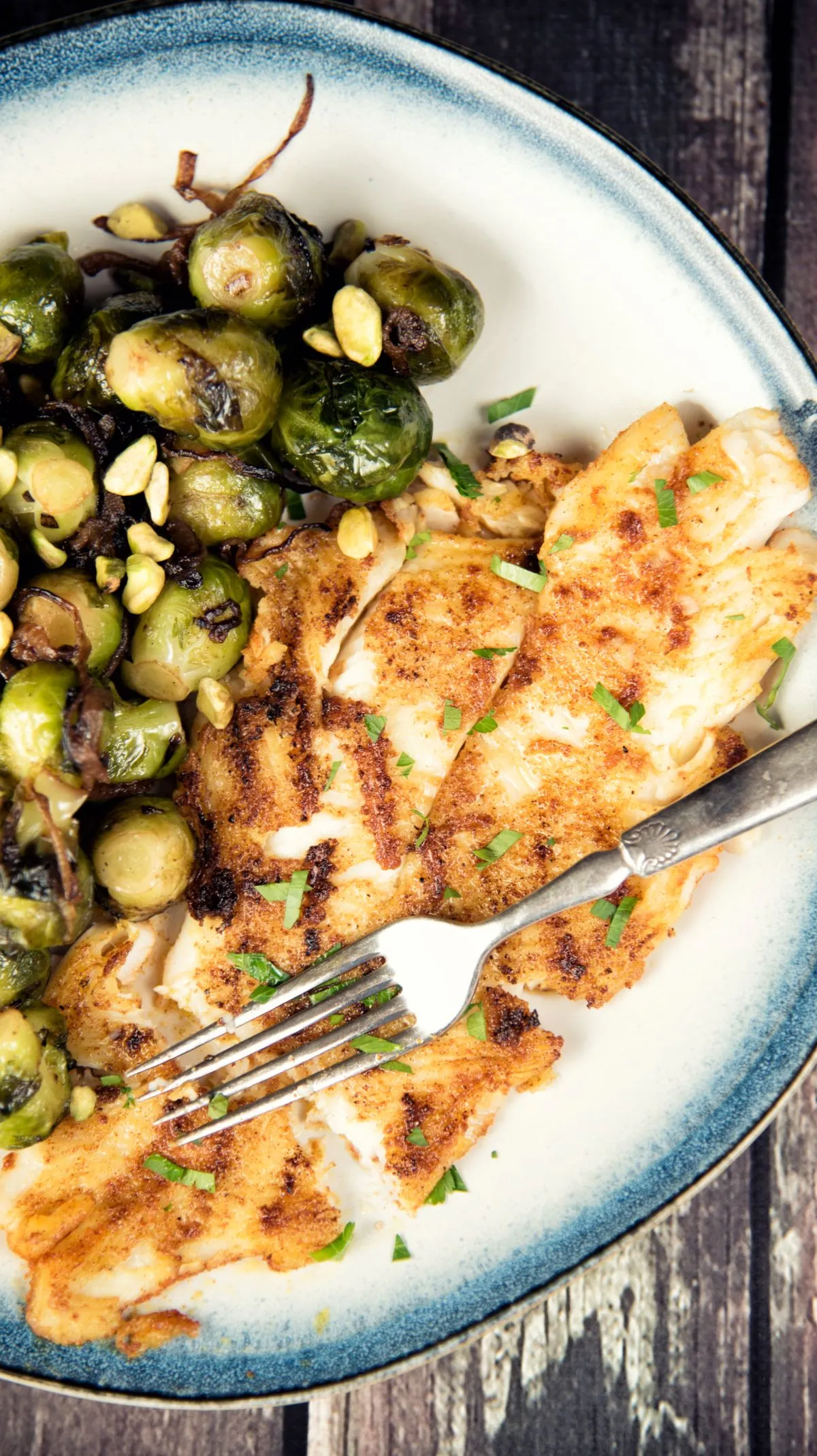 Grilled Seabass with Caramelized Brussels Sprouts