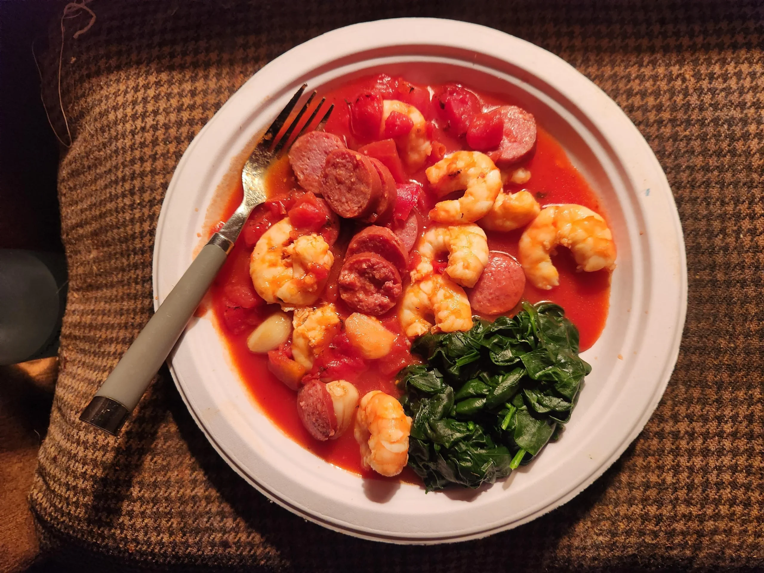 Grilled Shrimp and Andouille Sausage with Hot Ravigote Sauce