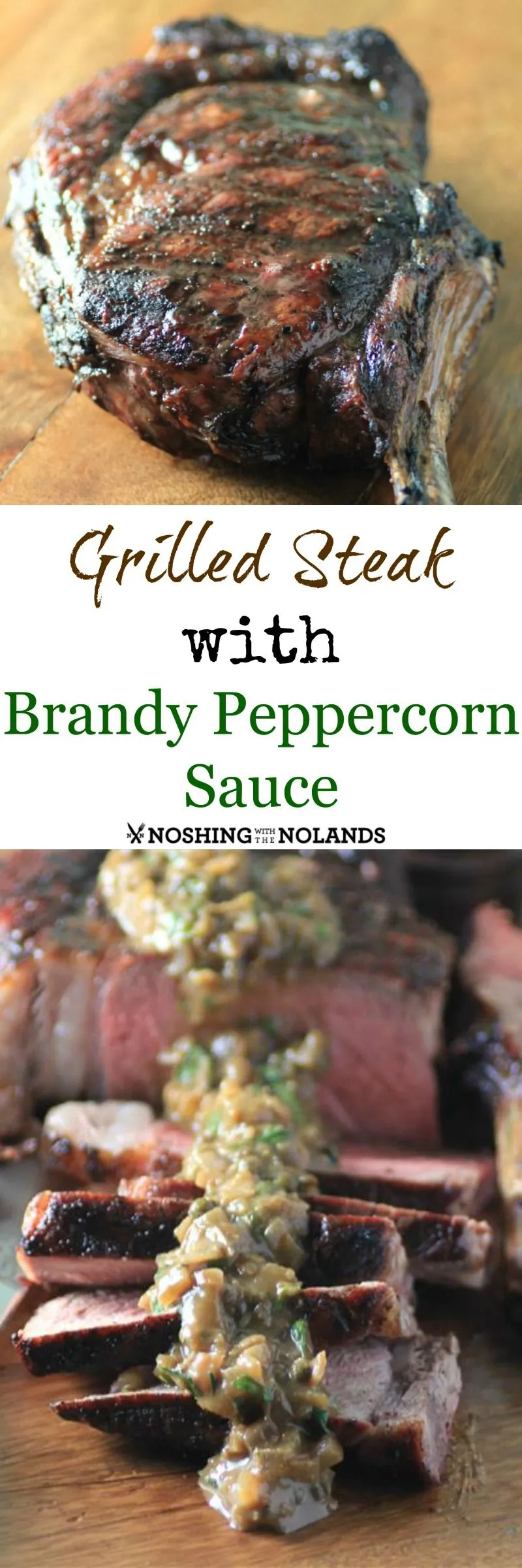 Grilled Steak with Brandy Peppercorn Sauce