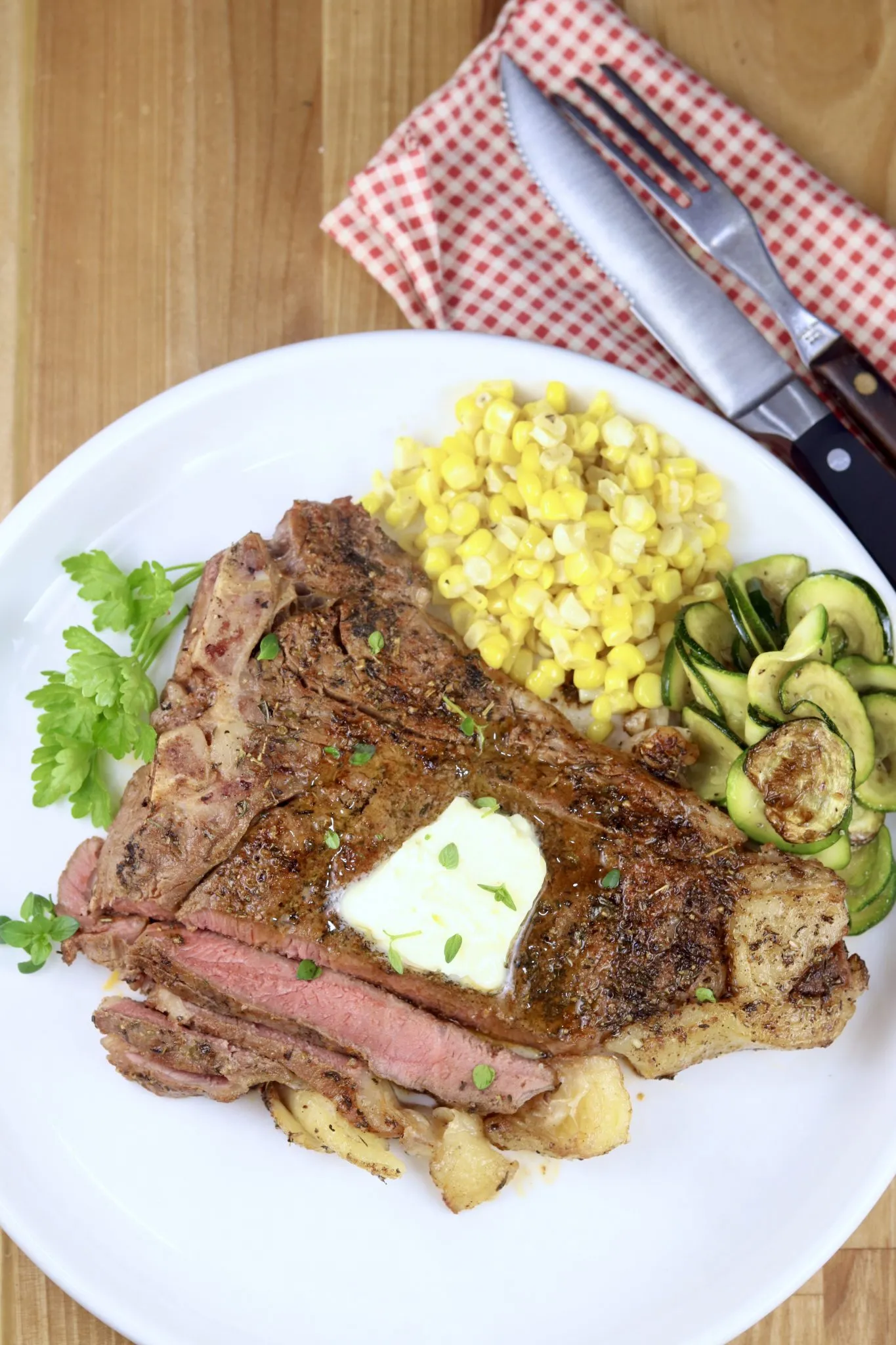Grilled T-Bone Steaks with Olive Oil Lemon Garlic and Rosemary Marinade