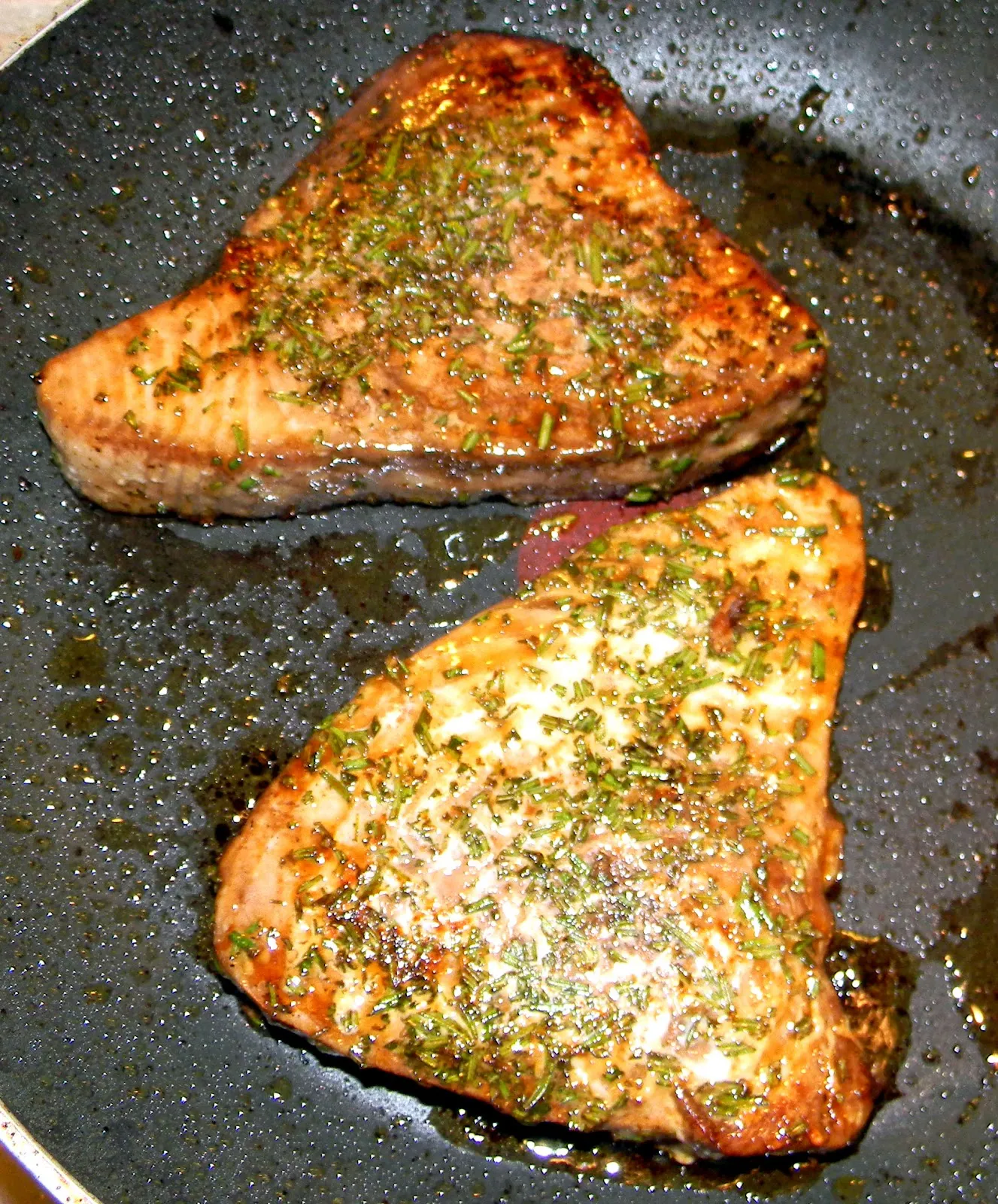 Grilled Tuna with Rosemary Marinated Peppers