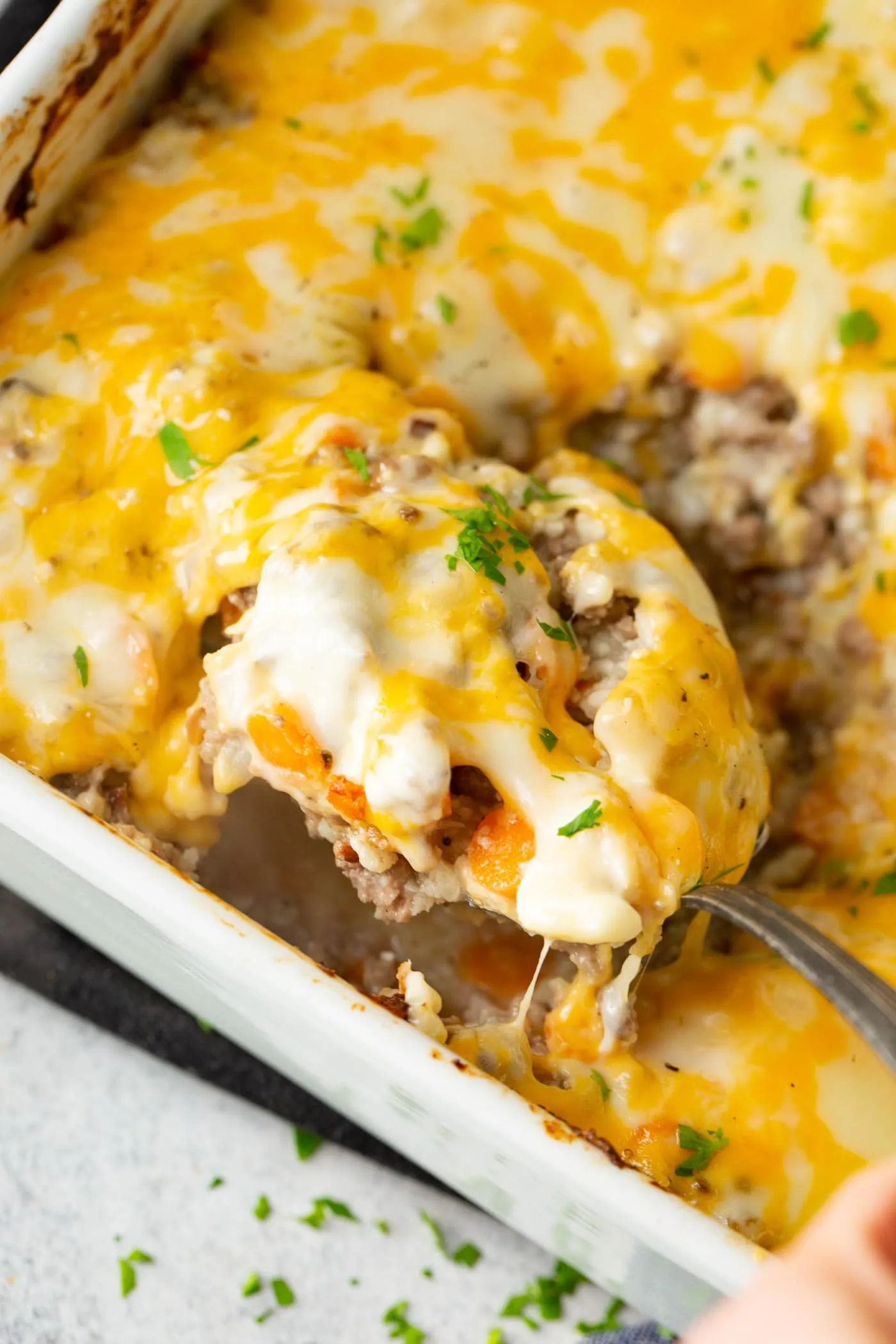 Ground Beef Cauliflower Rice Casserole