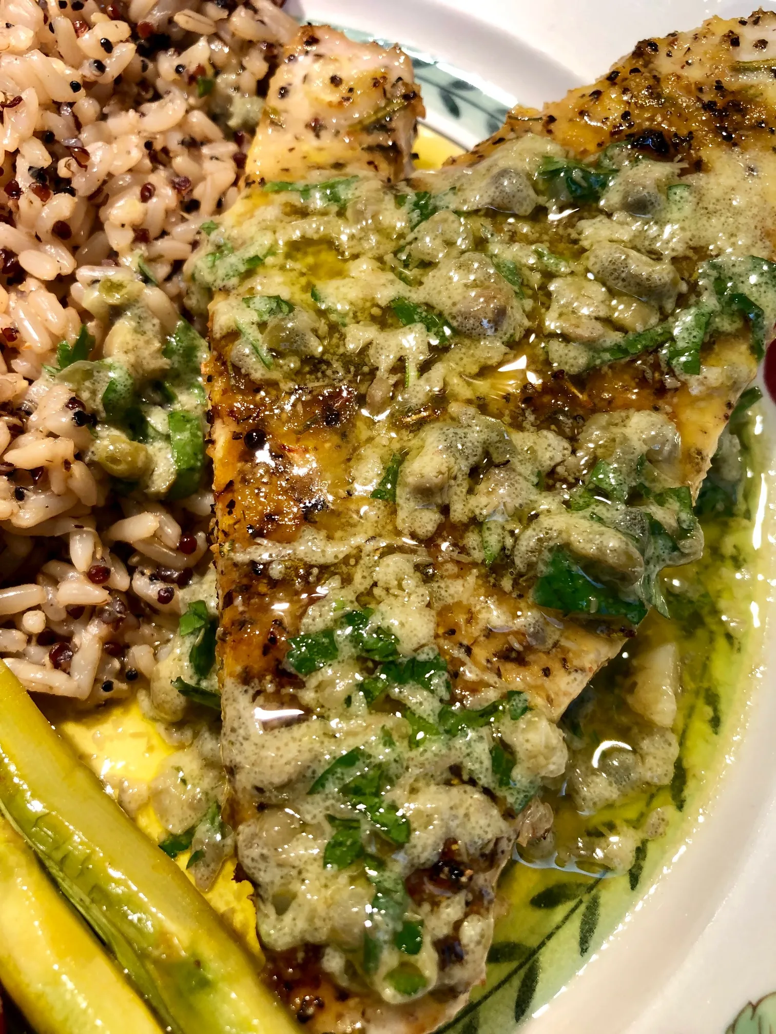 Halibut with a Caper Basil Vinaigrette