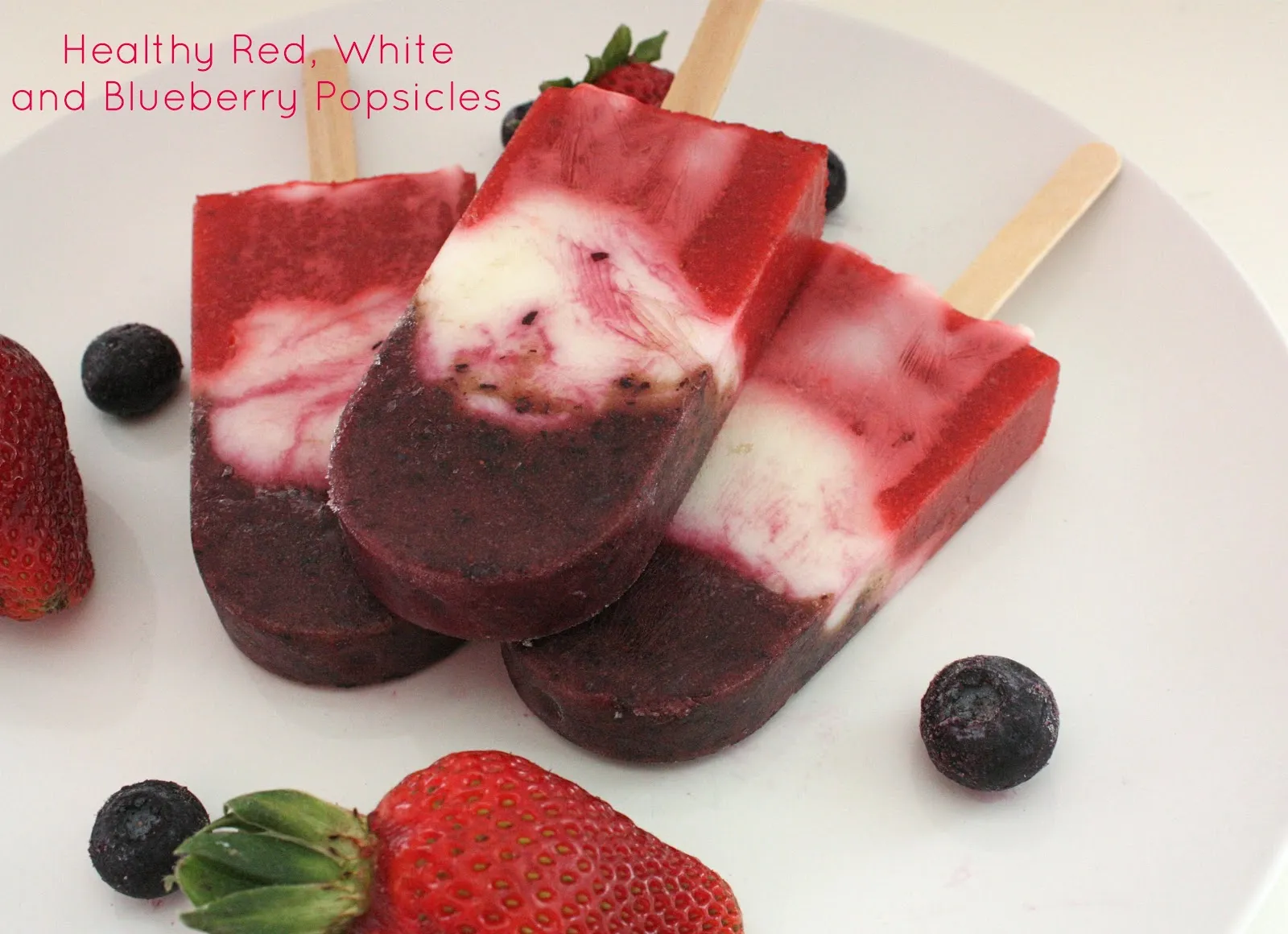 Healthy Red White and Blueberry Popsicles