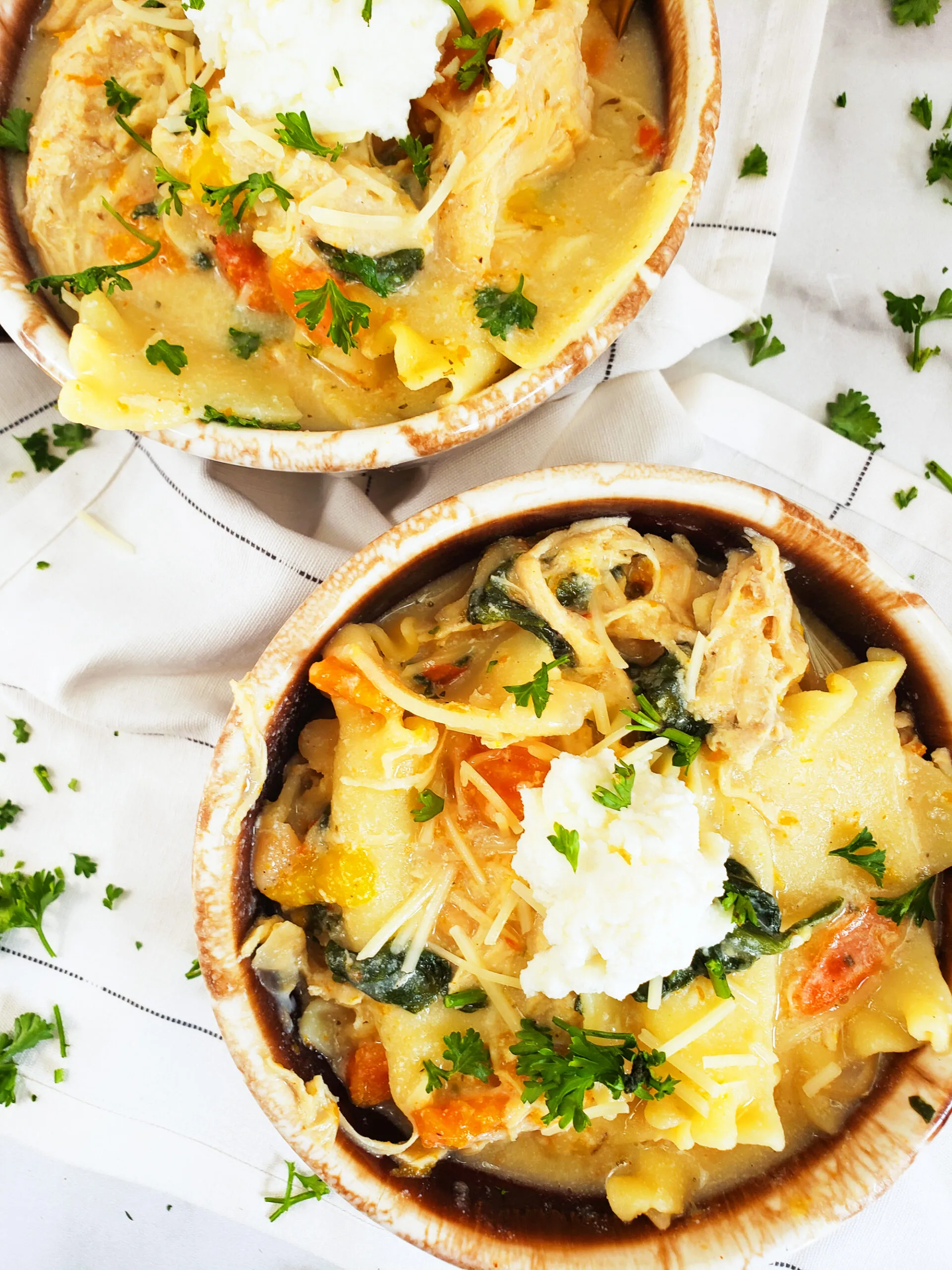 Healthy White Lasagna Soup with Chicken