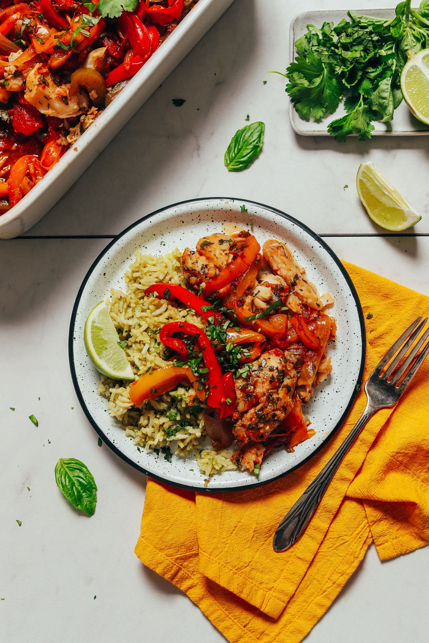 Herb Baked Fish with Rainbow Bell Peppers