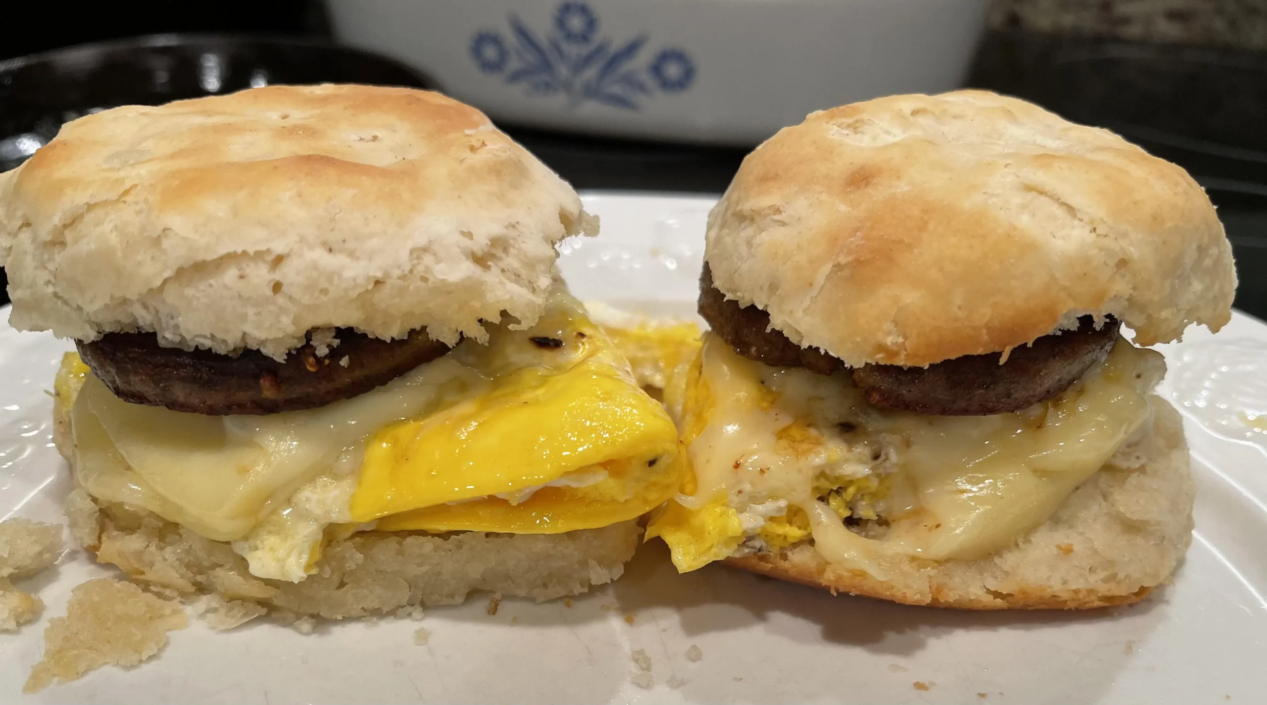Homemade Buttermilk Biscuits with Sausage and Egg