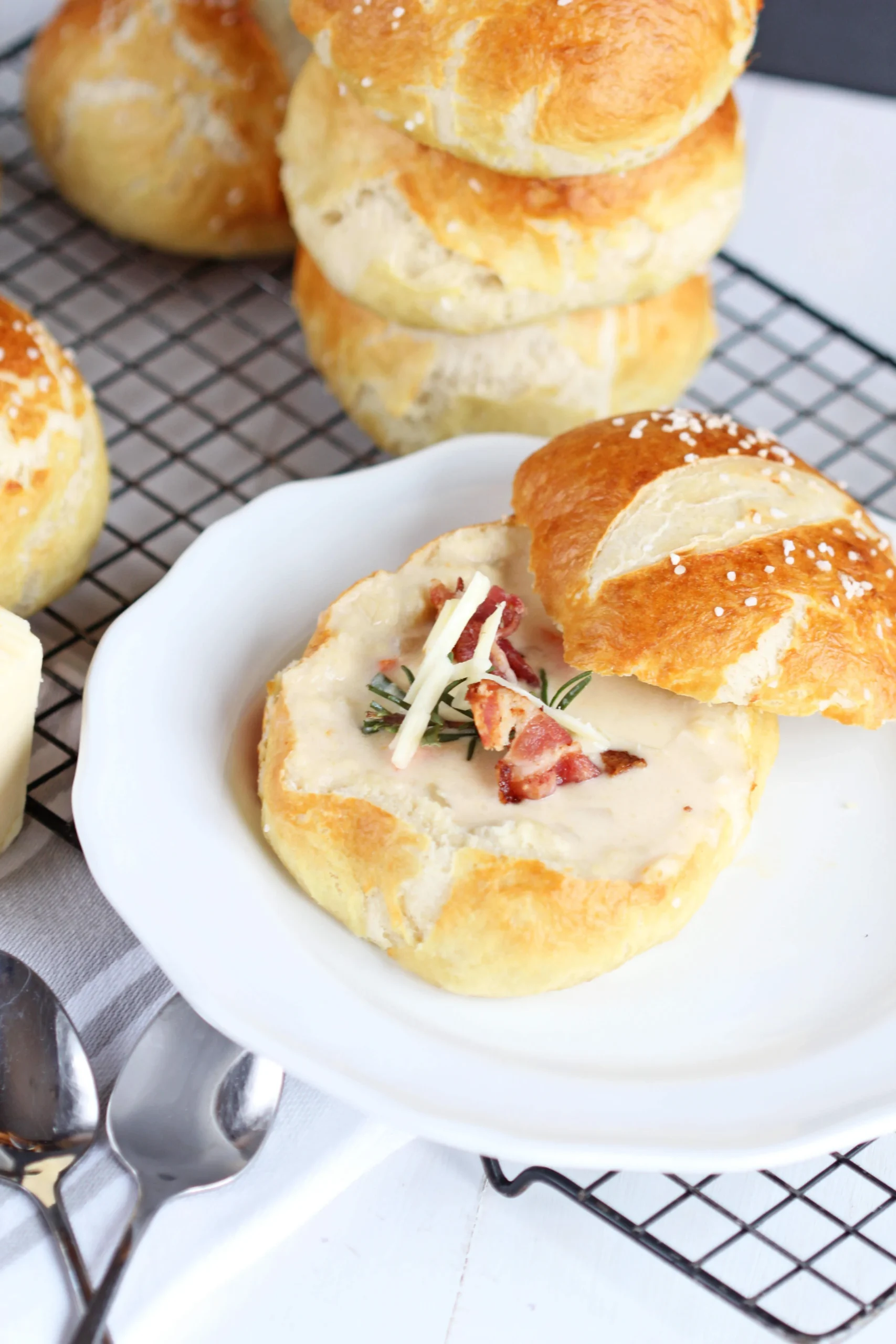 Homemade Pretzel Bread Bowls