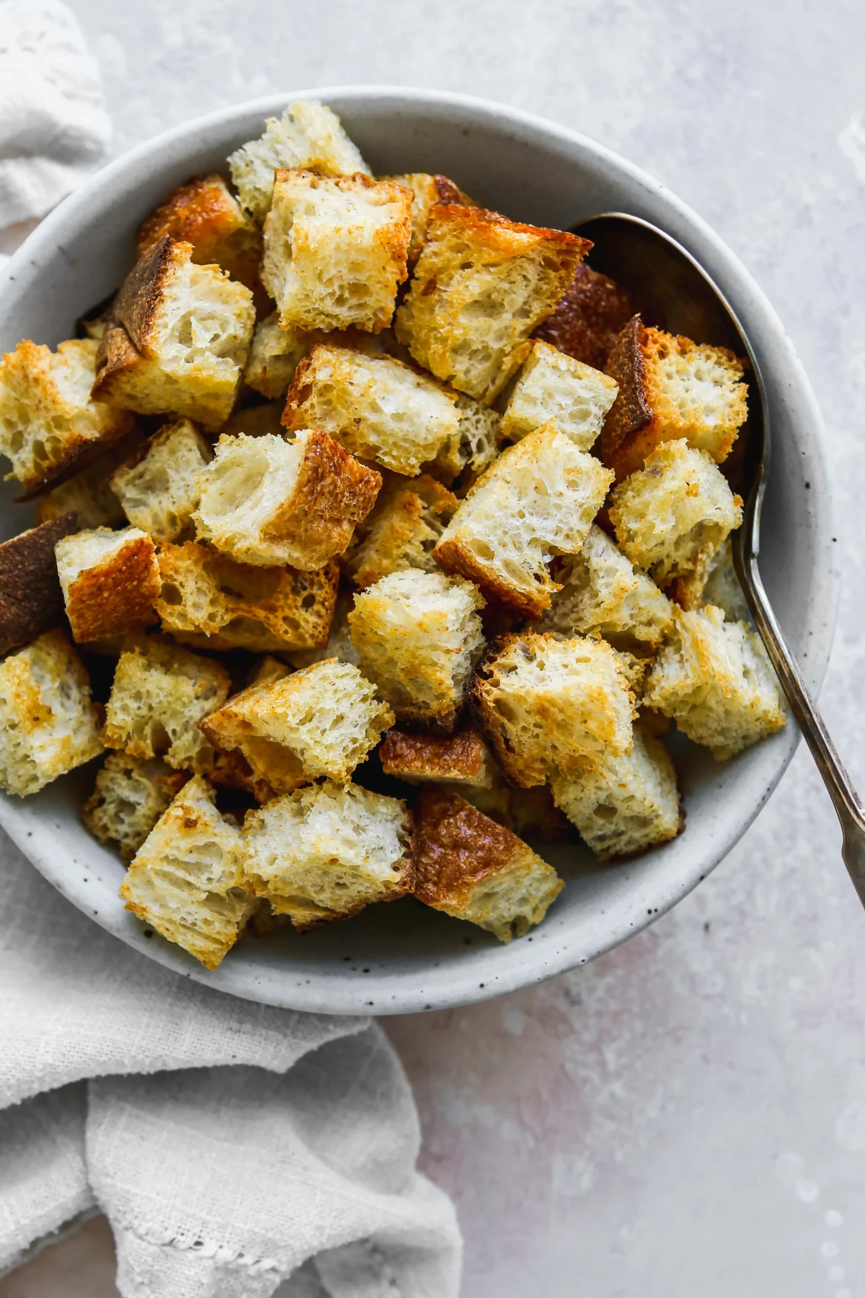 Homemade Sourdough Bread Croutons