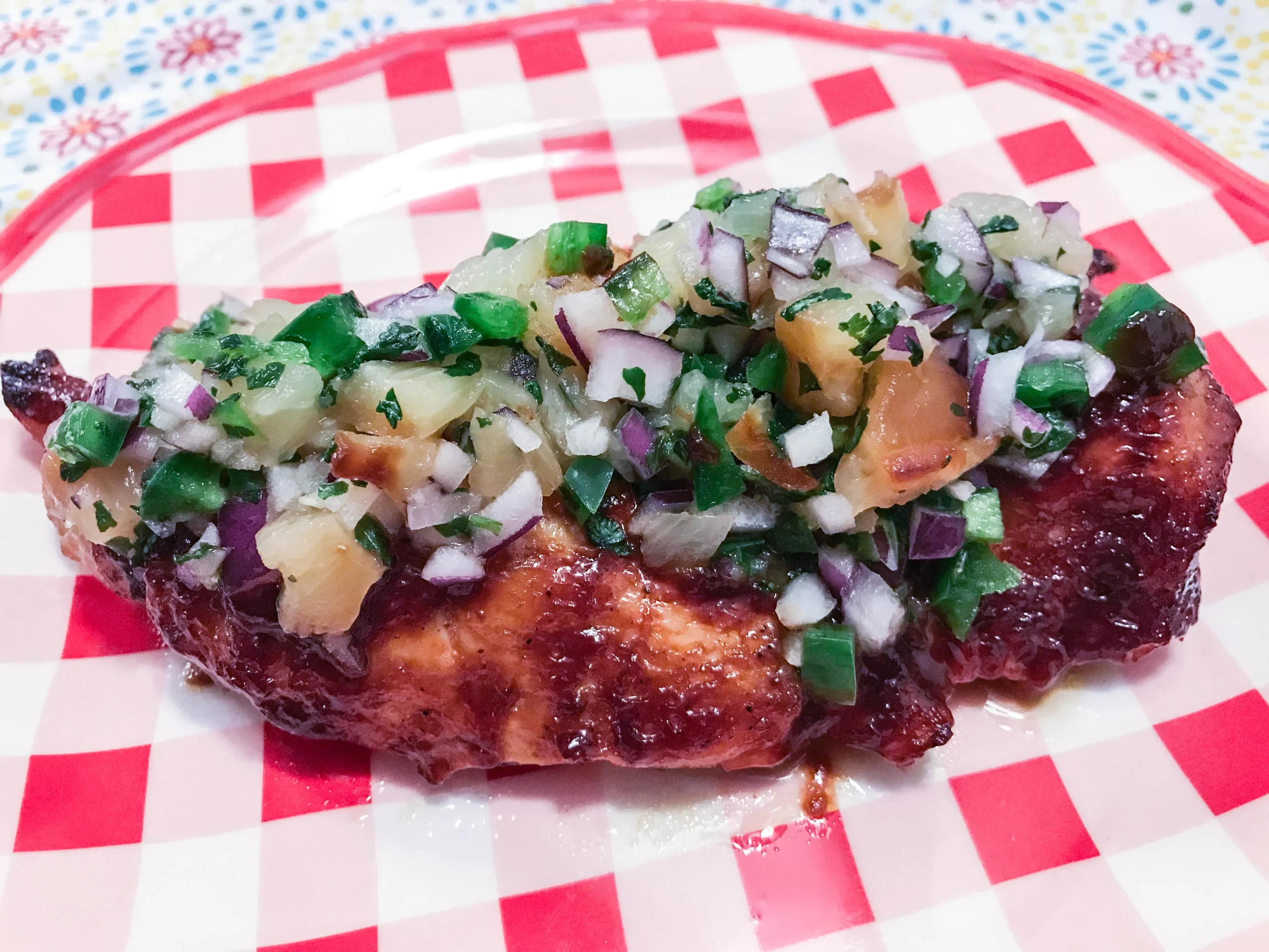 Honey Jalapeno Mesquite Chicken Breasts with Grilled Pineapple Salsa