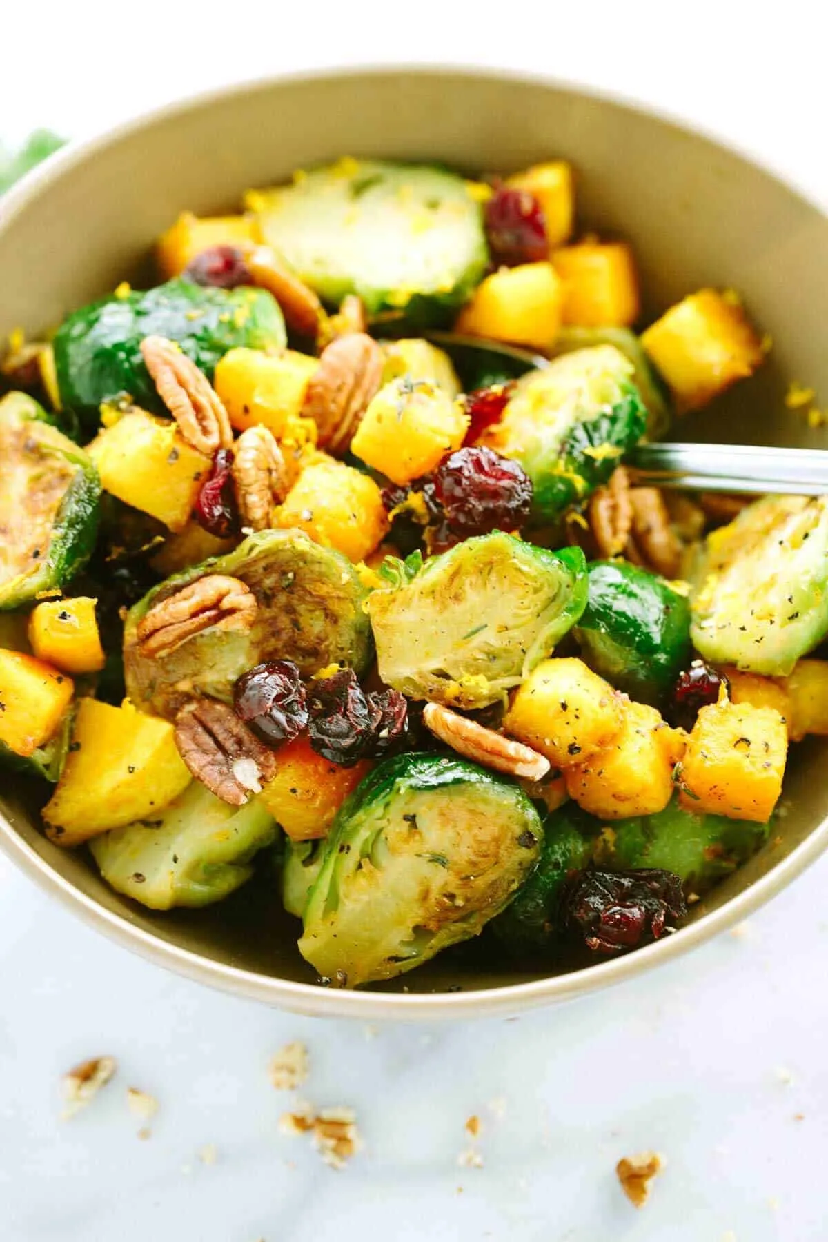 Honey Orange Glazed Brussels Sprouts with Butternut Squash