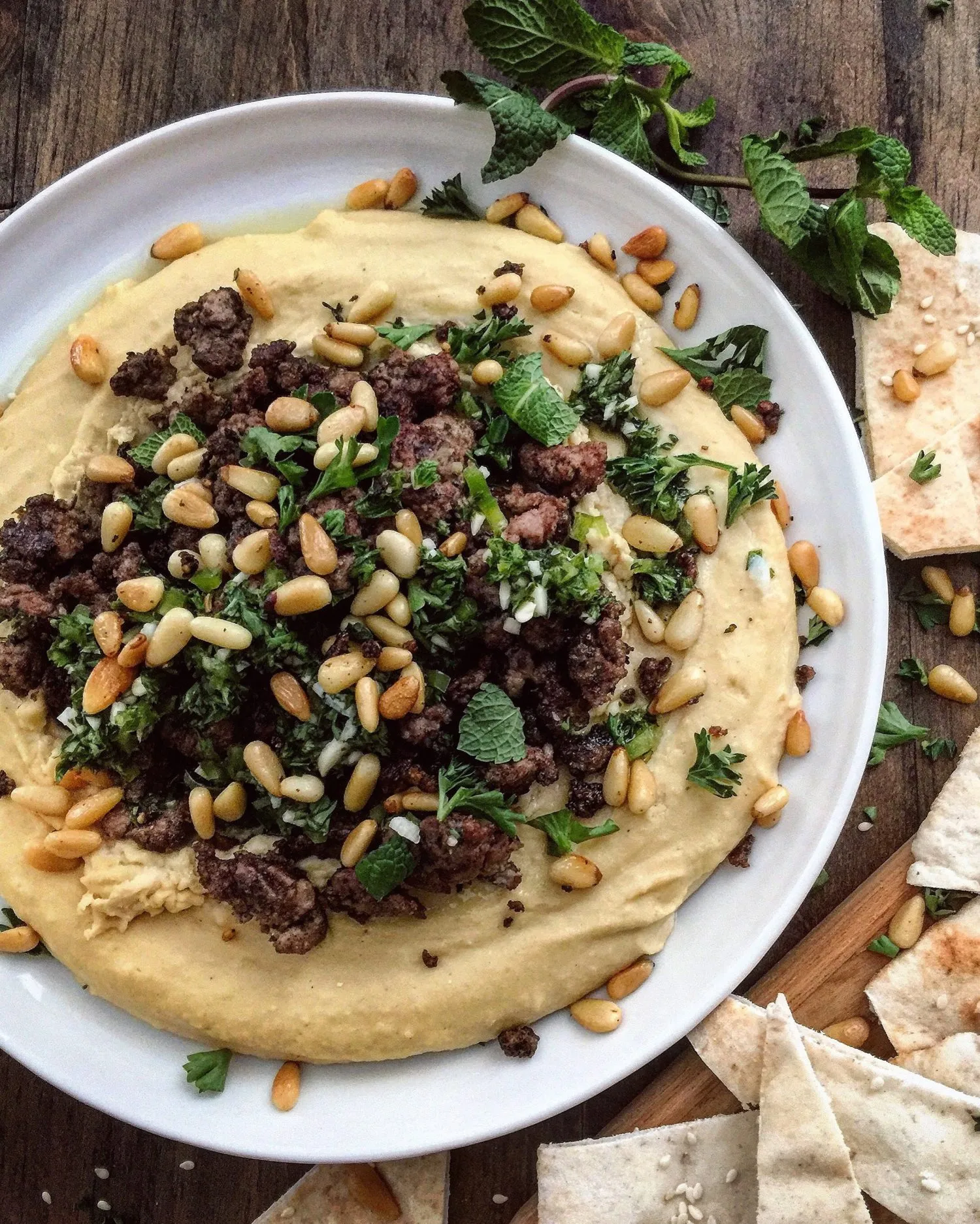 Hummus Kawarma Lebanese Hummus with Lemony Lamb