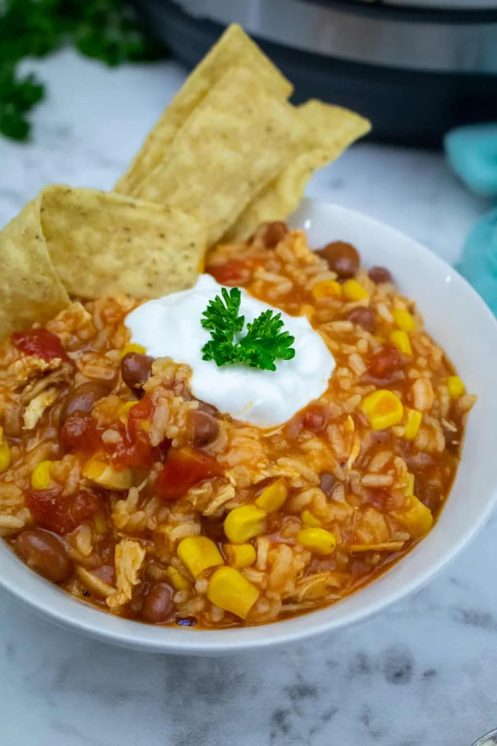Instant Pot Chicken Enchiladas Casserole