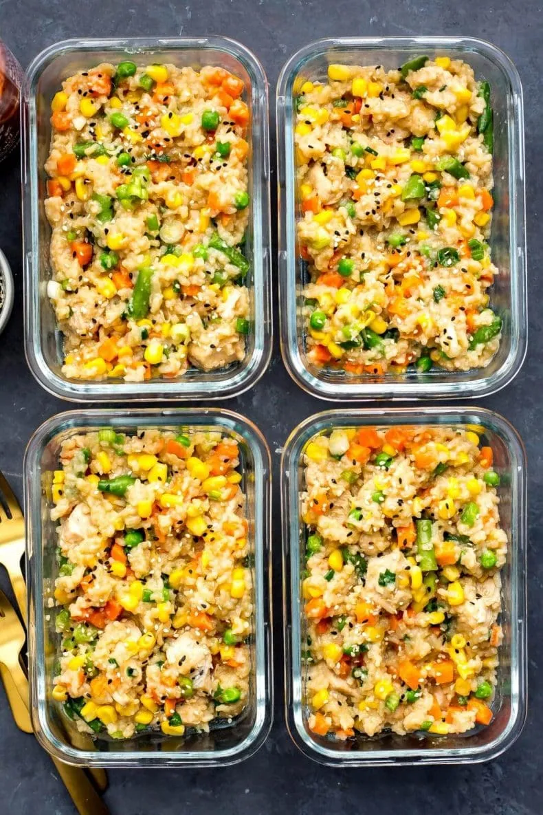 Instant Pot Chicken Fried Rice Meal Prep Bowls
