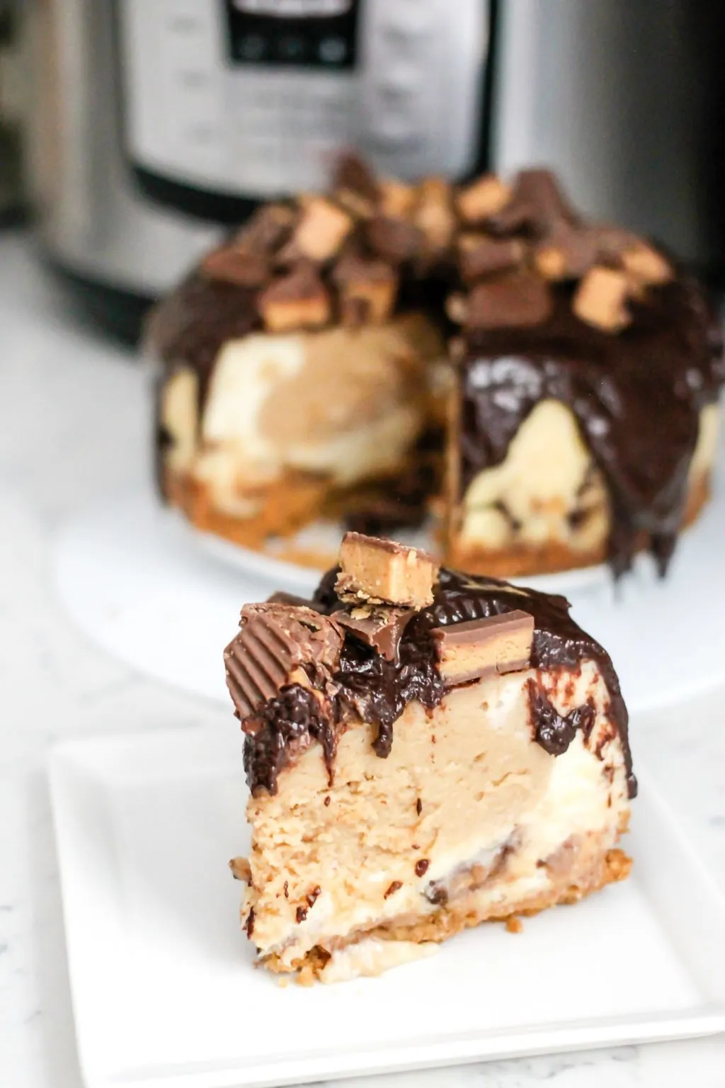 Instant Pot Peanut Butter Caramel Cheesecake