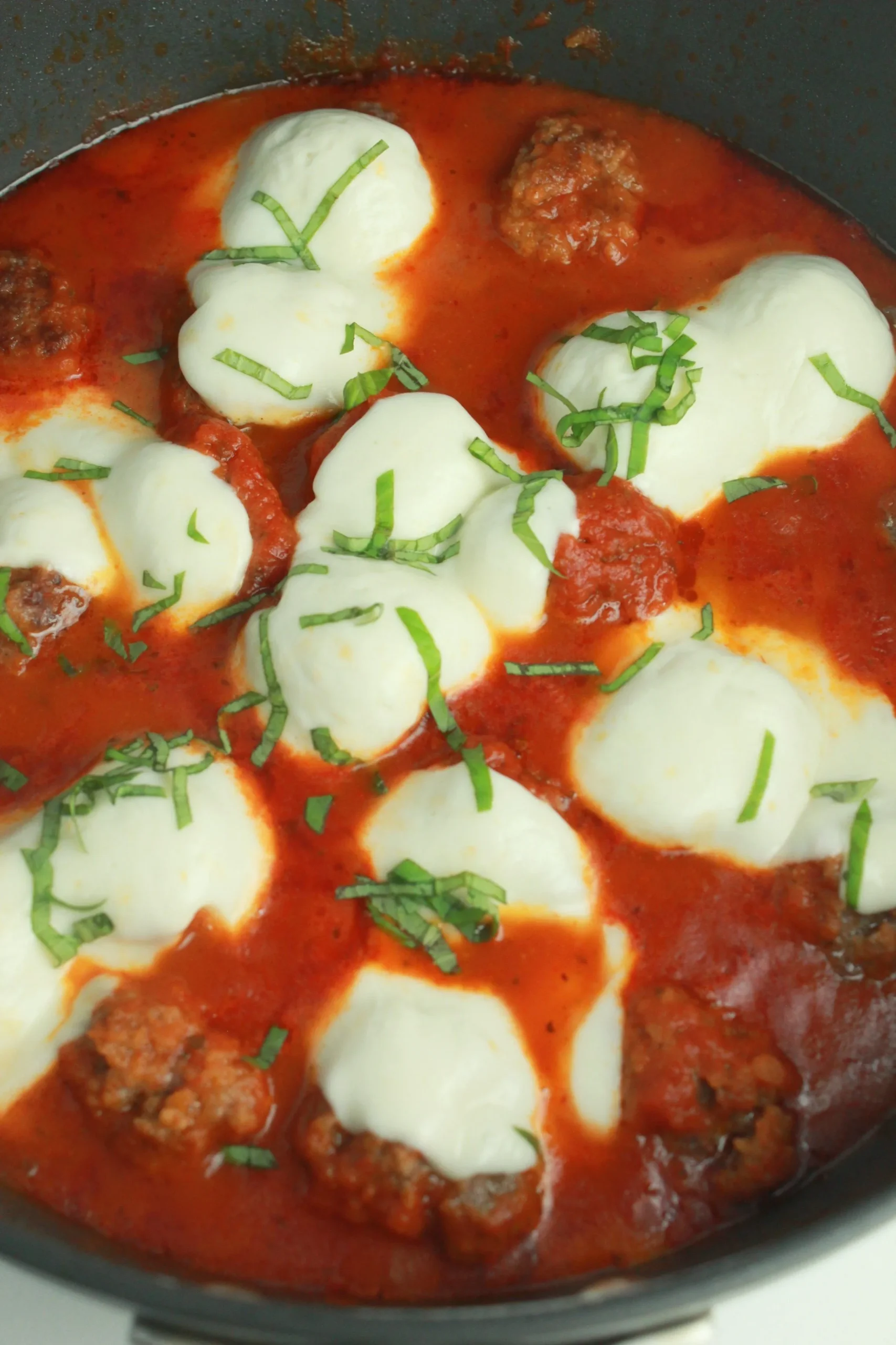 Italian Meatball Mozzarella Spinach Skillet