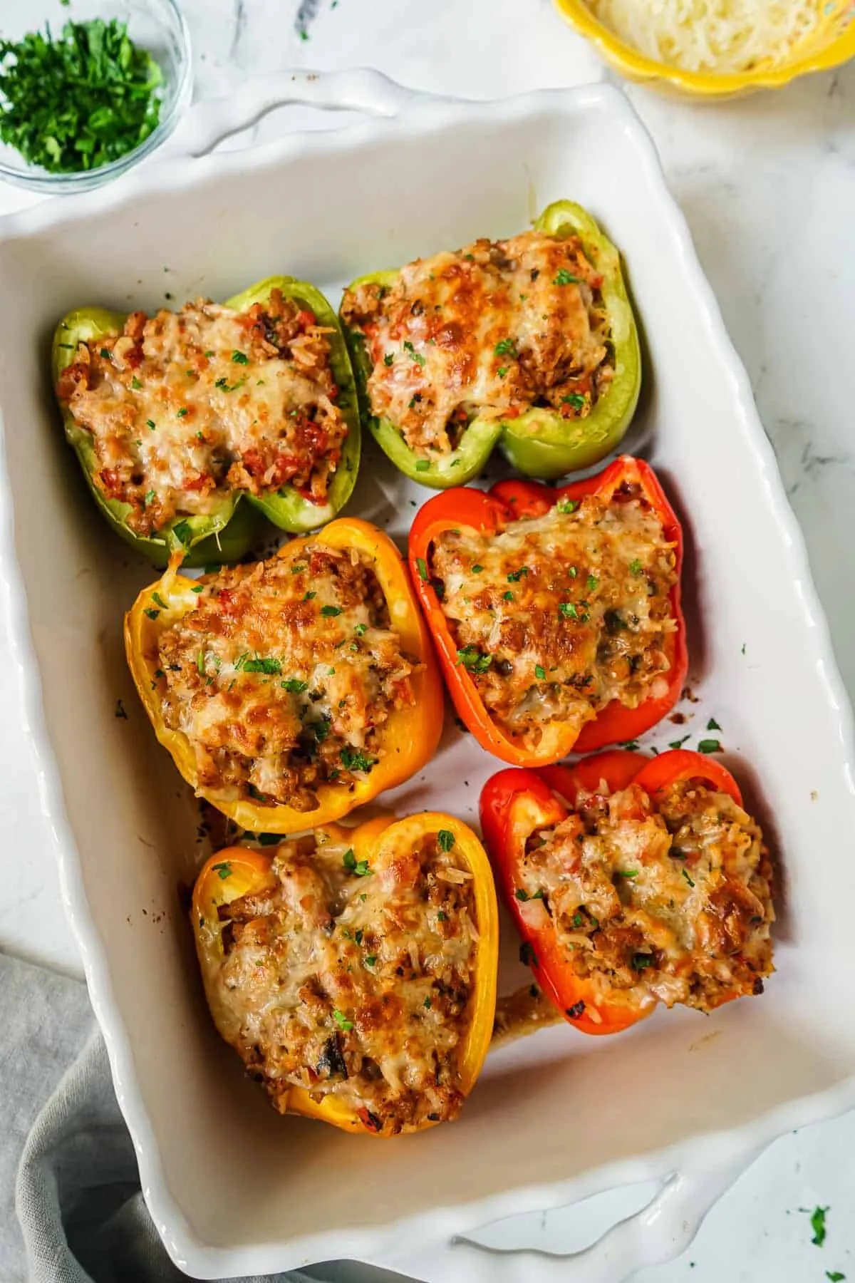 Italian Sausage Stuffed Peppers with Provolone Cheese