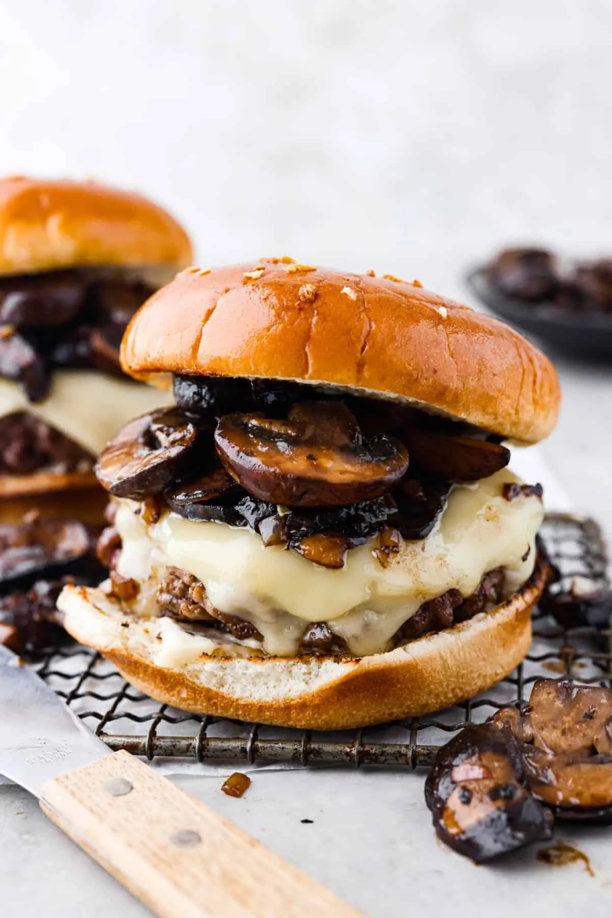 Juicy Mushroom Burgers with Swiss