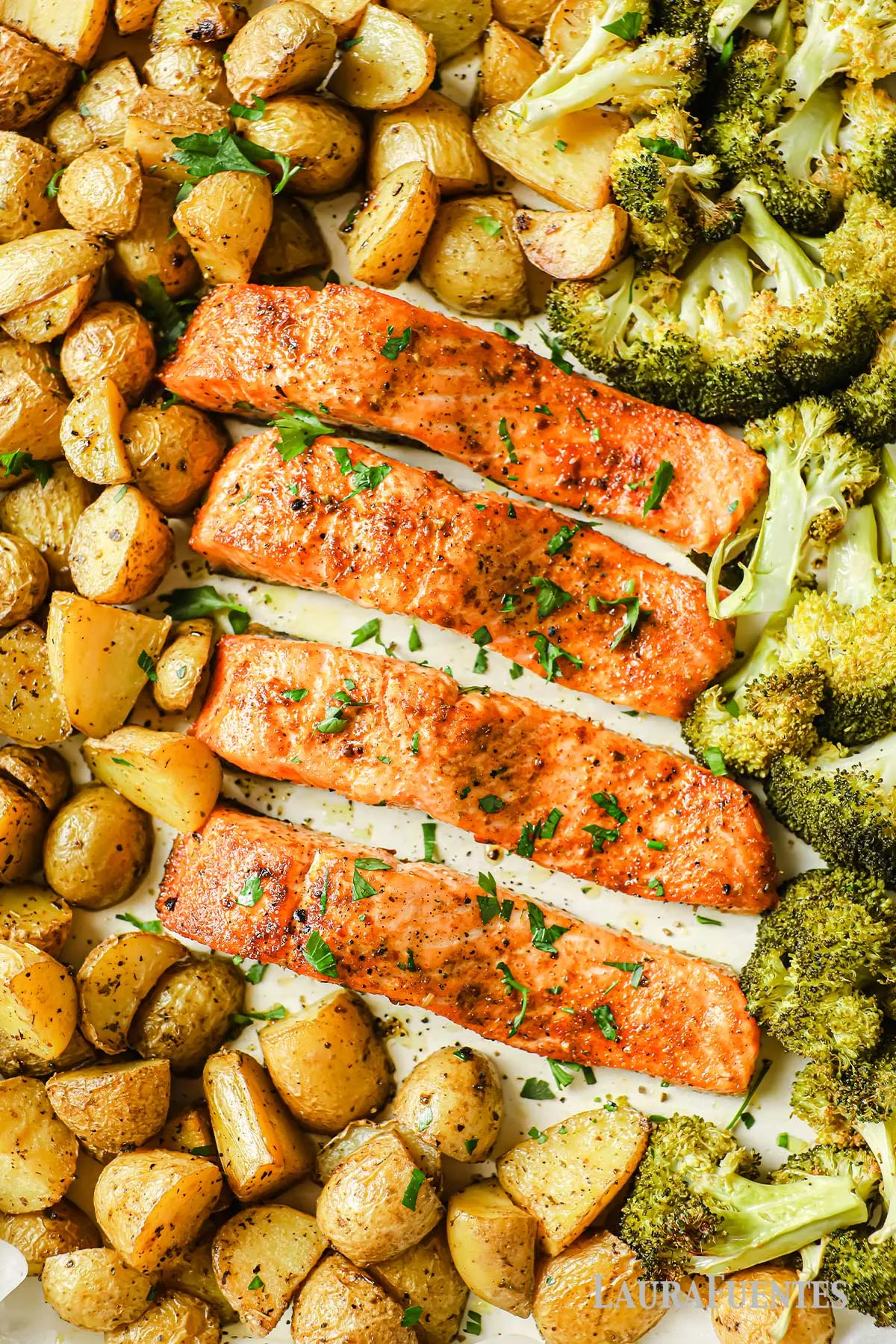 Keto Garlic Butter Salmon and Broccoli Sheet Pan Dinner