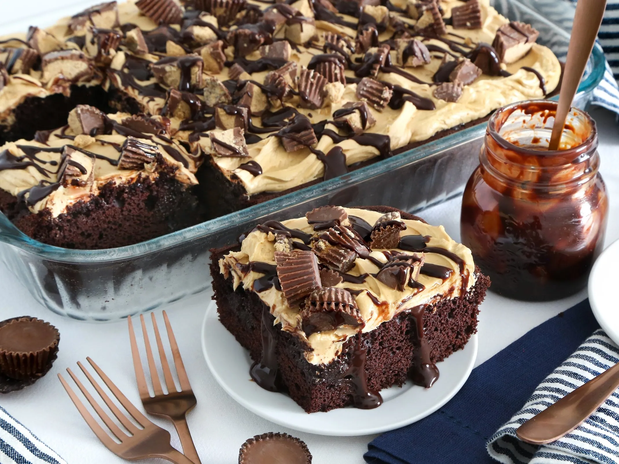 Keto Peanut Butter Cup Poke Cake