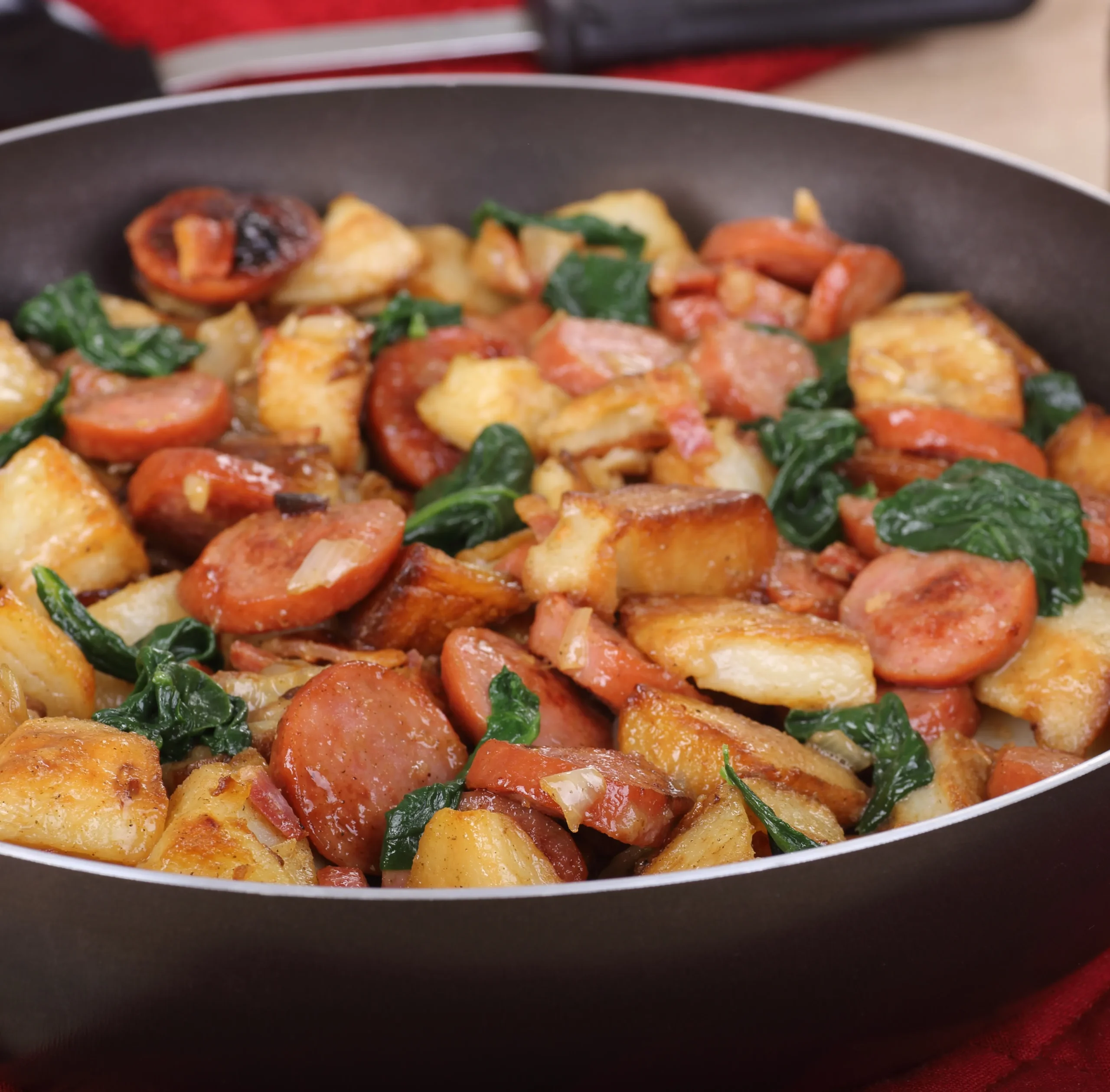 Kielbasa Peppers Onion and Potato Skillet