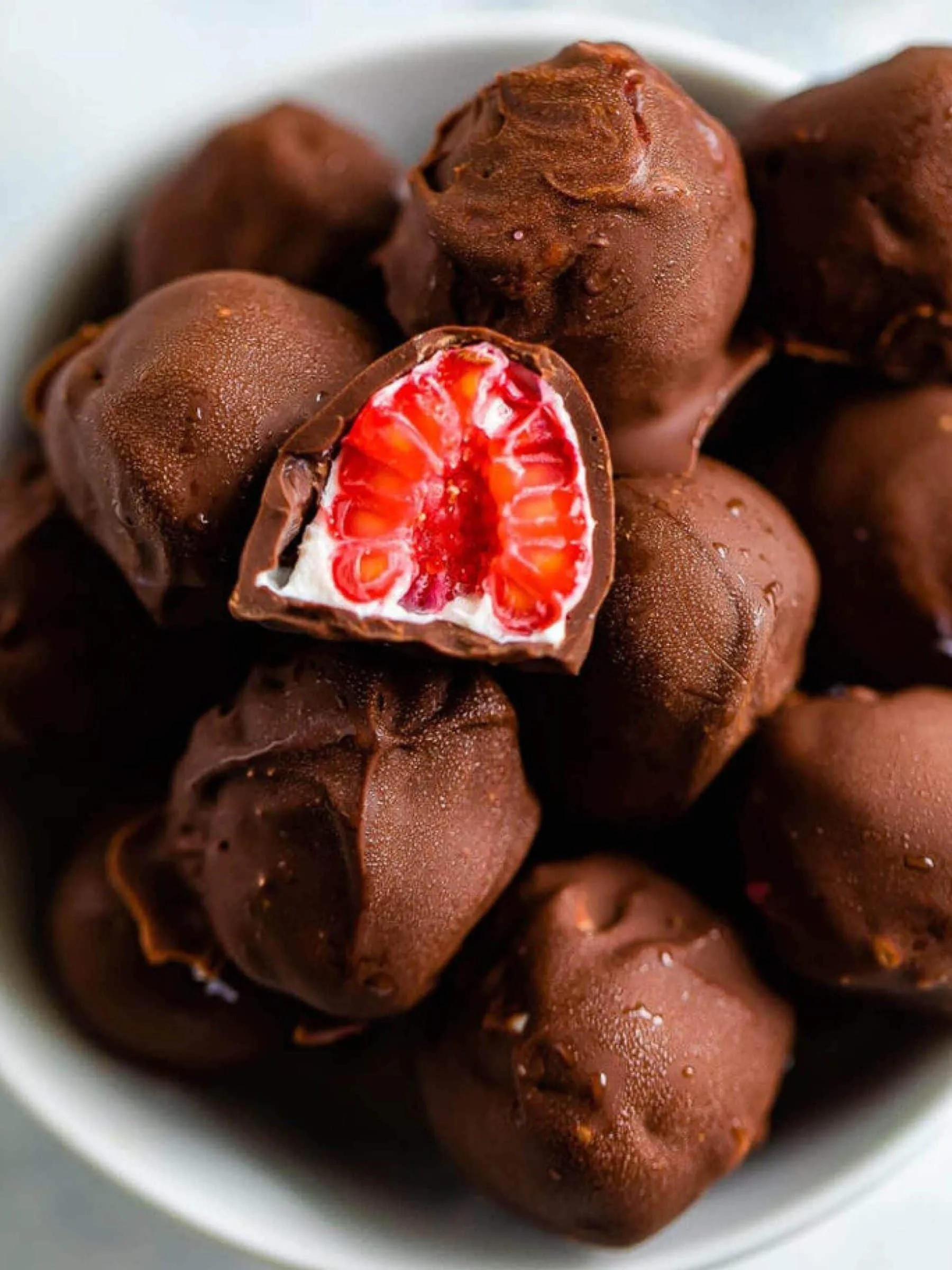 Layered Chocolate Covered Frozen Raspberries