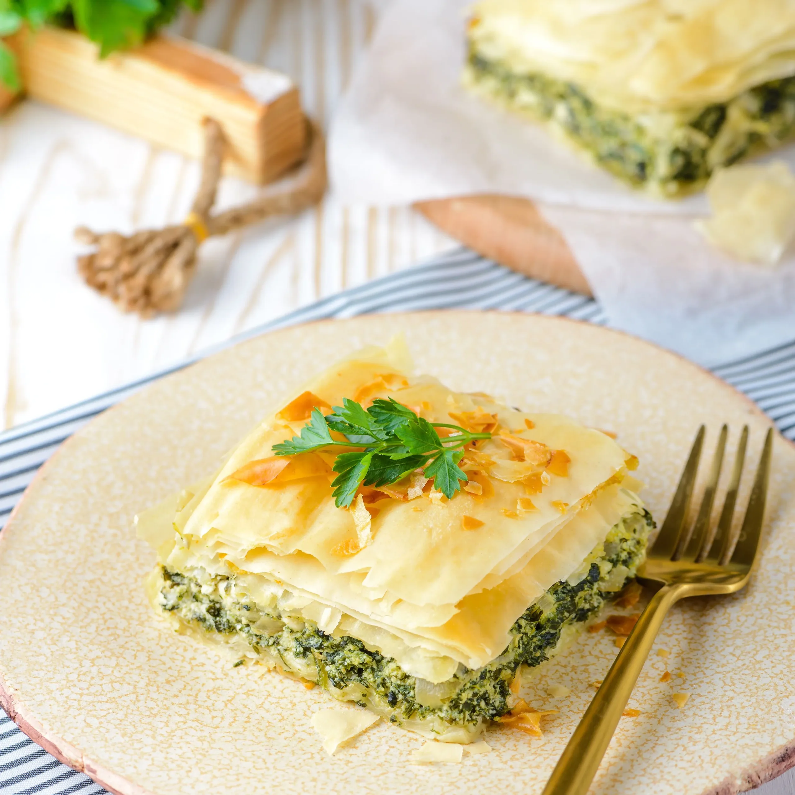 Layered Spinach Cheese Pie (Spanakopita)