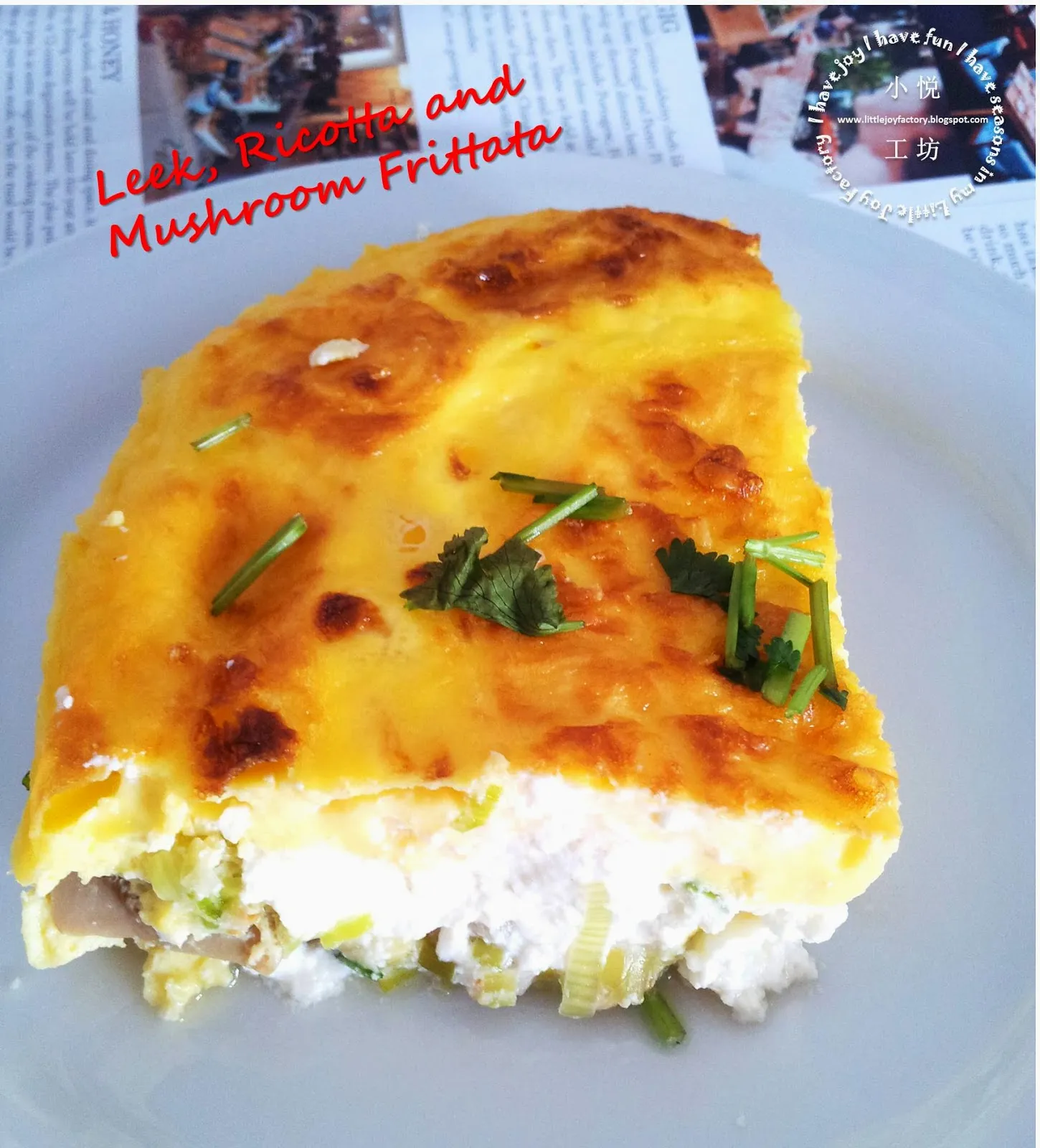 Leek Mushroom and Ricotta Frittata