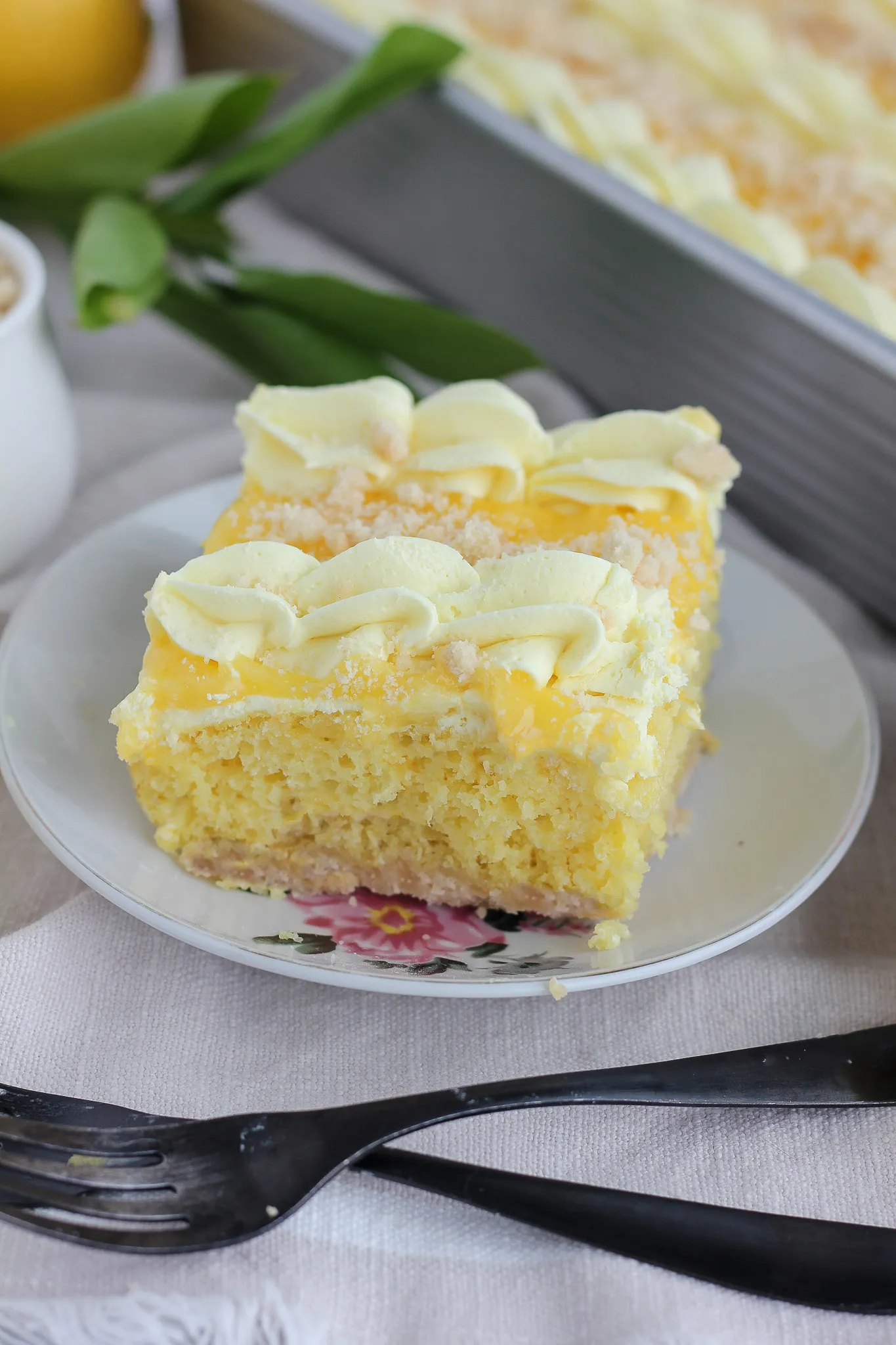 Lemon Bar Sheet Cake with Lemon Curd and Shortbread Crust