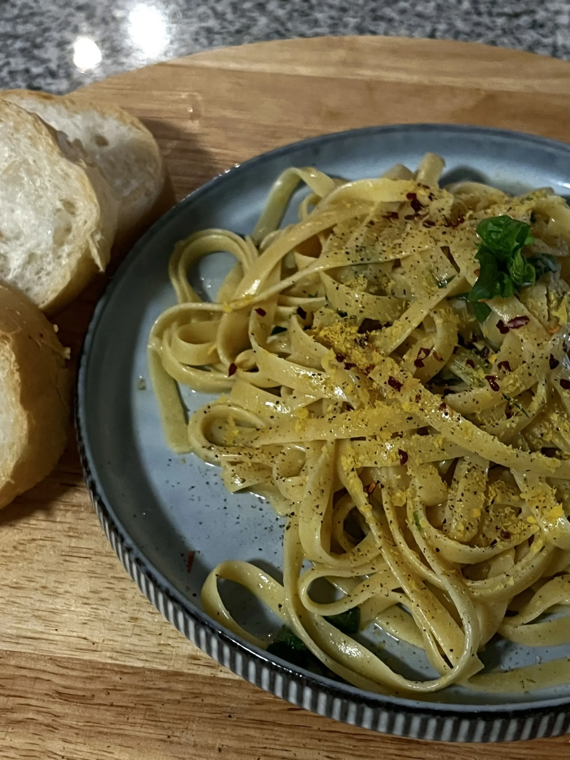 Lemon Garlic Cream Fettuccini