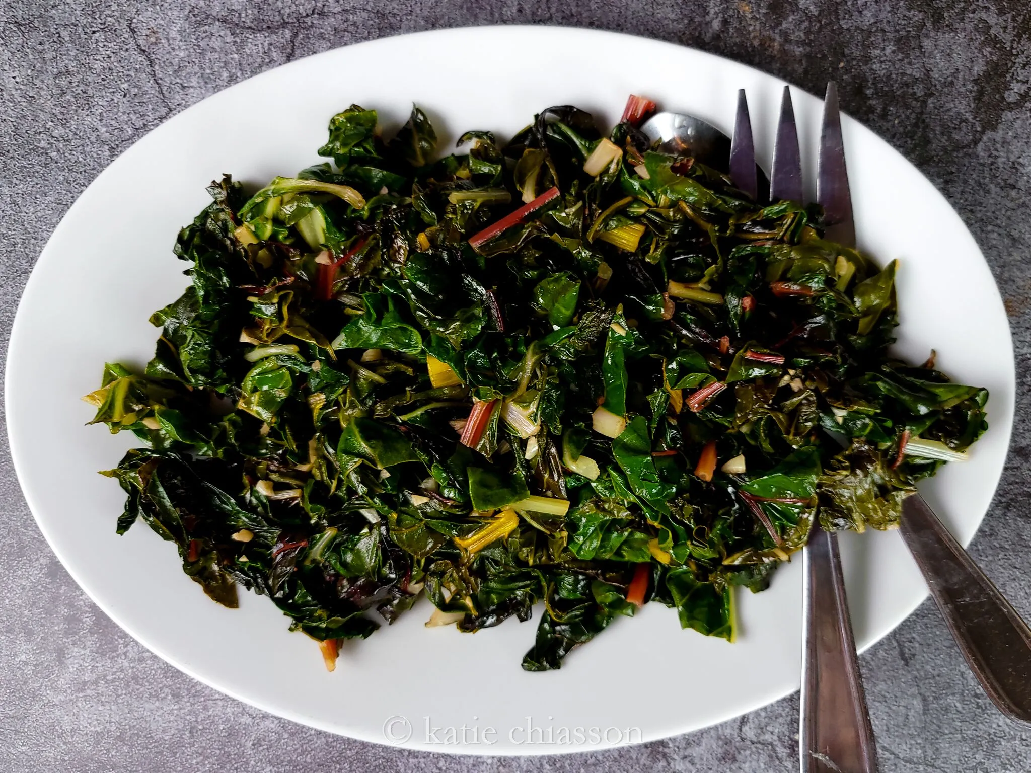Lemon Garlicky Rainbow Chard with Lentils
