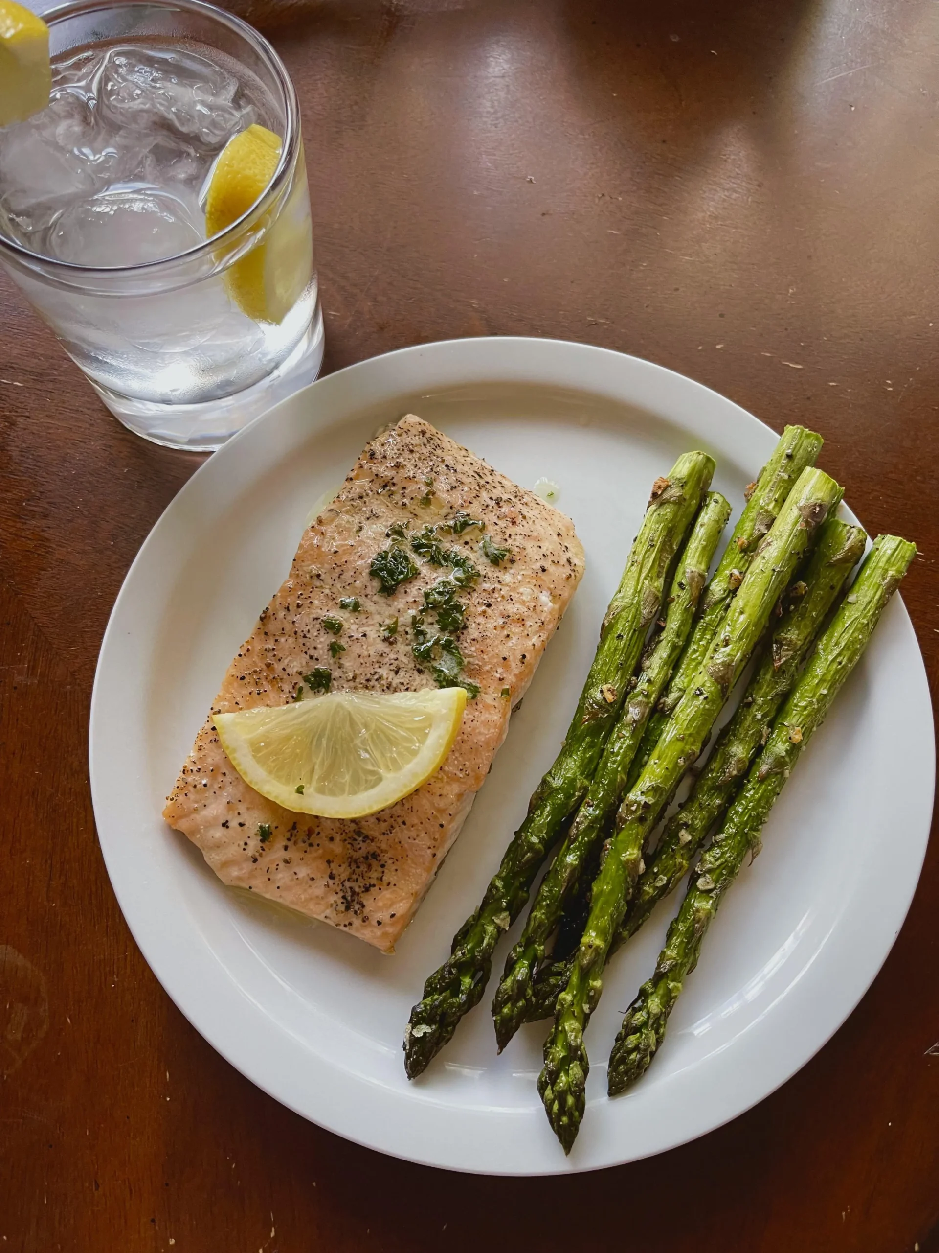 Lemon Roast Salmon with Asparagus and Braised Black Radish