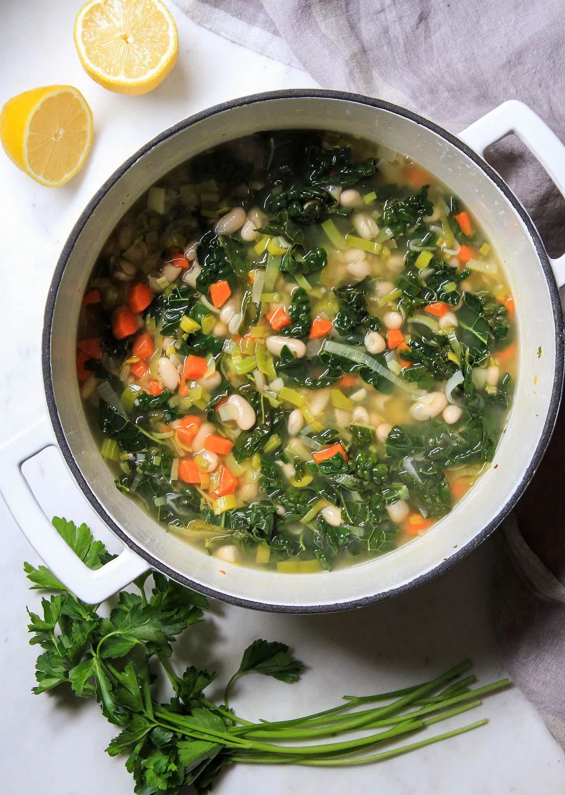 Lemony Kale Leek White Bean Soup