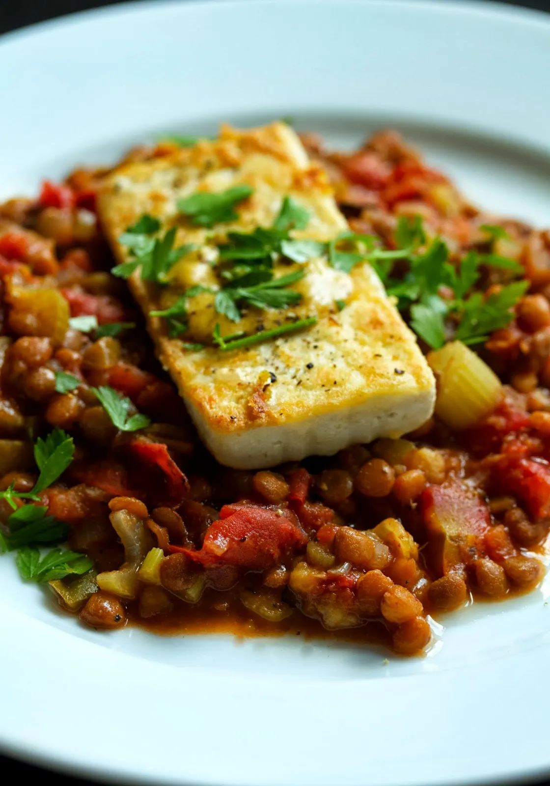 Lentils with Soy and Ginger Tofu