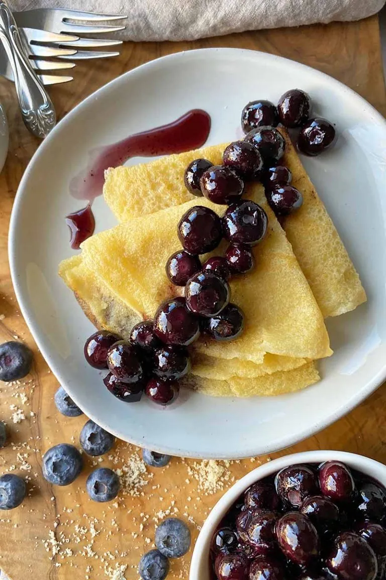 Light and Buttery Nut Flour Crepes with Roasted Fruit