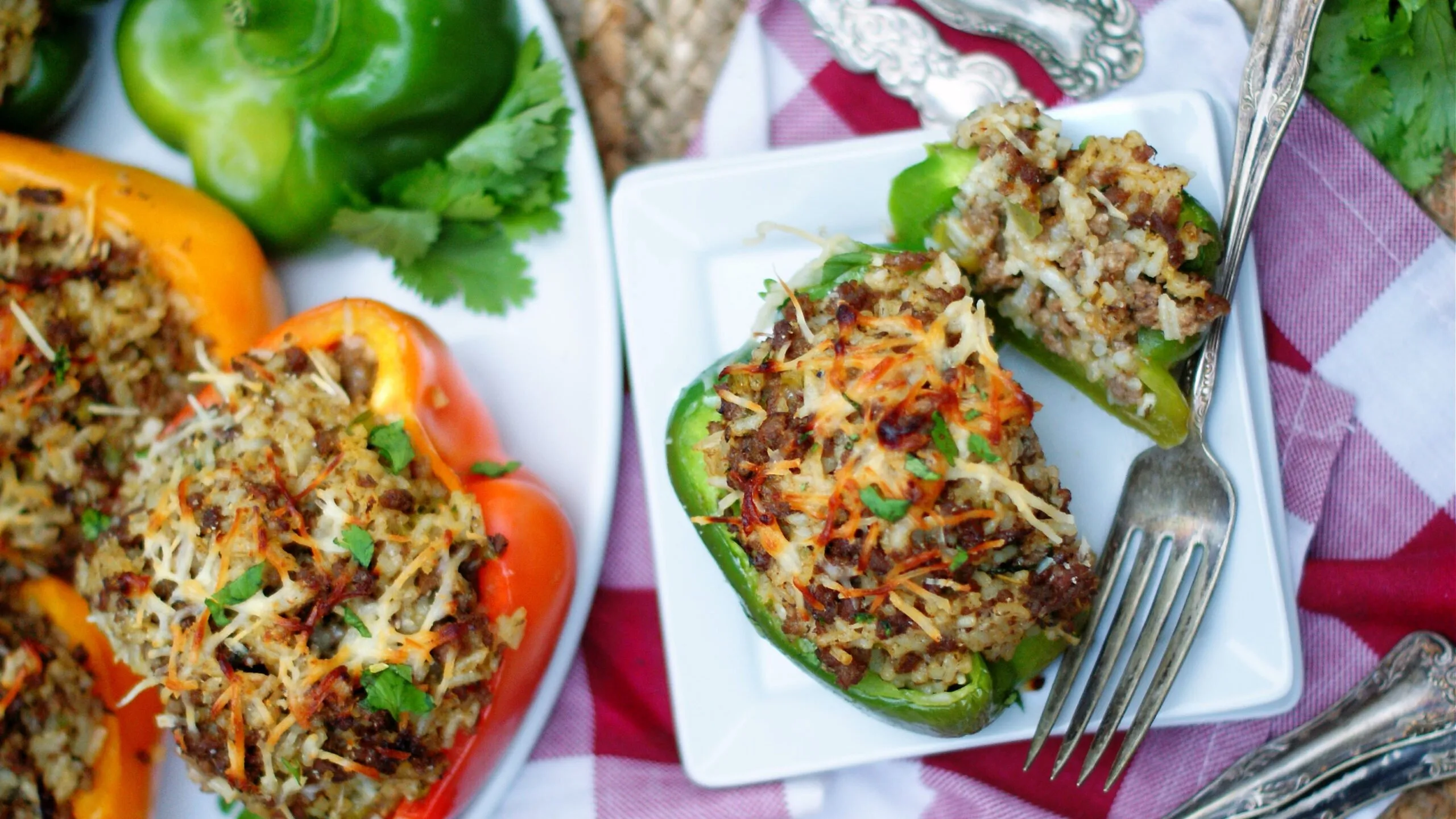 Louisiana Dirty Rice Stuffed Peppers