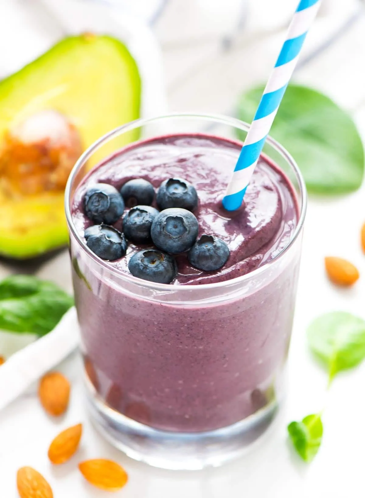 Low Sugar Avocado Blueberry Smoothie