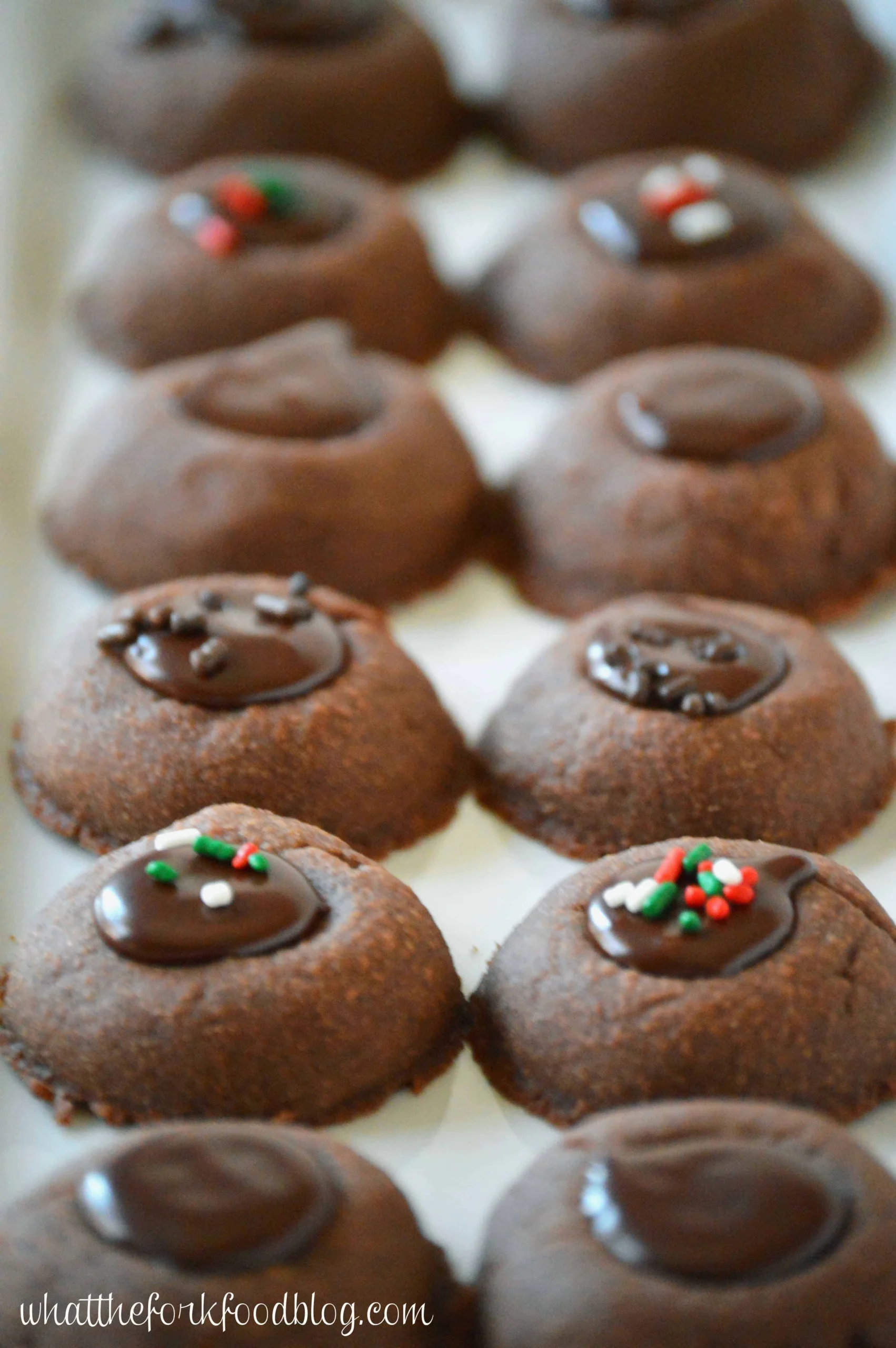 Malted Chocolate Thumbprint Cookies