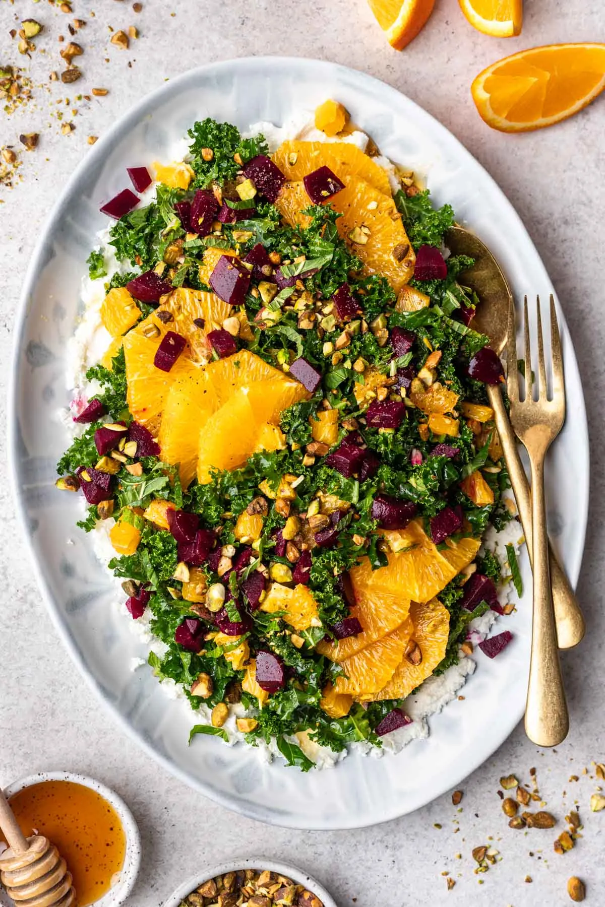 Massaged Kale Salad with Beets, Oranges, and Goat Cheese