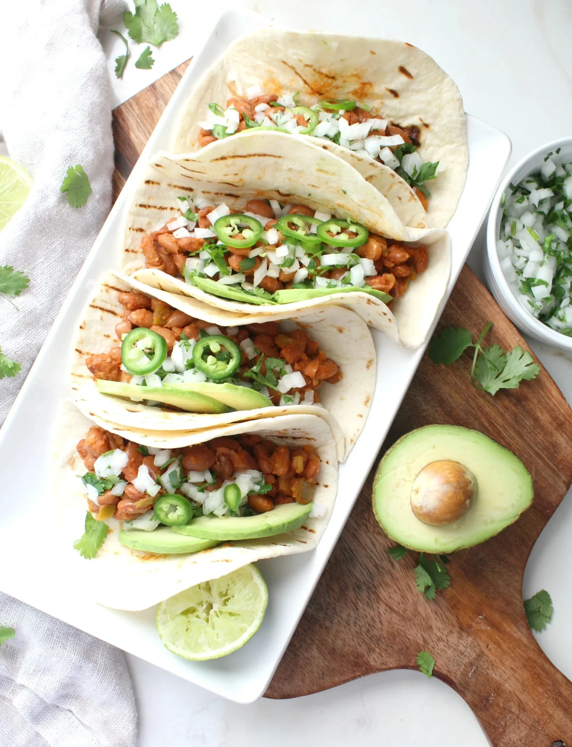 Meatless Monday Beer Braised Sweet and Spicy Pinto Bean Tacos