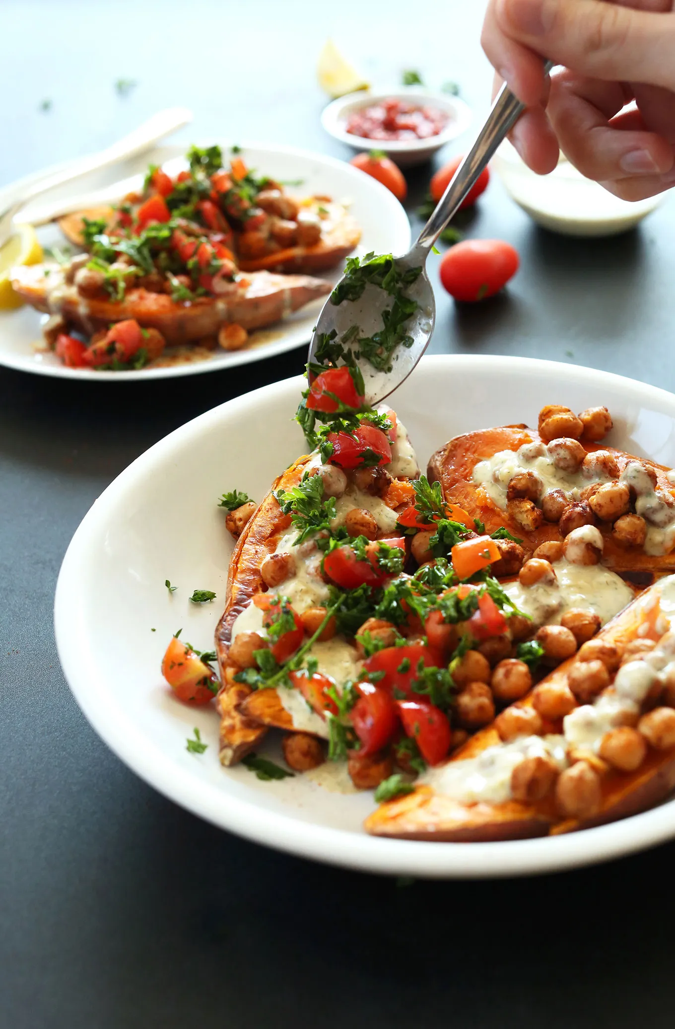 Mediterranean Baked Sweet Potatoes