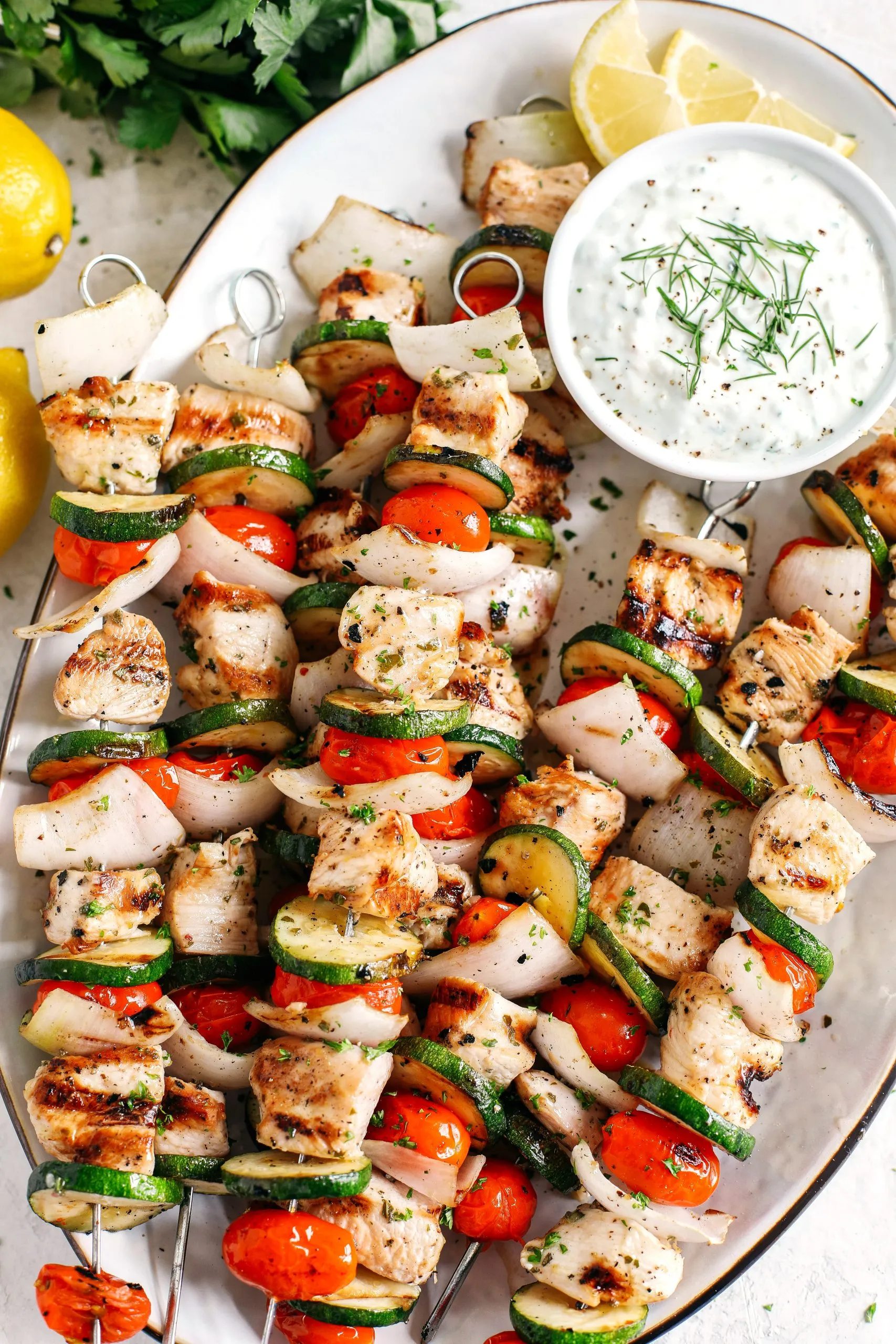 Mediterranean Chicken Kebabs with Tzatziki Sauce