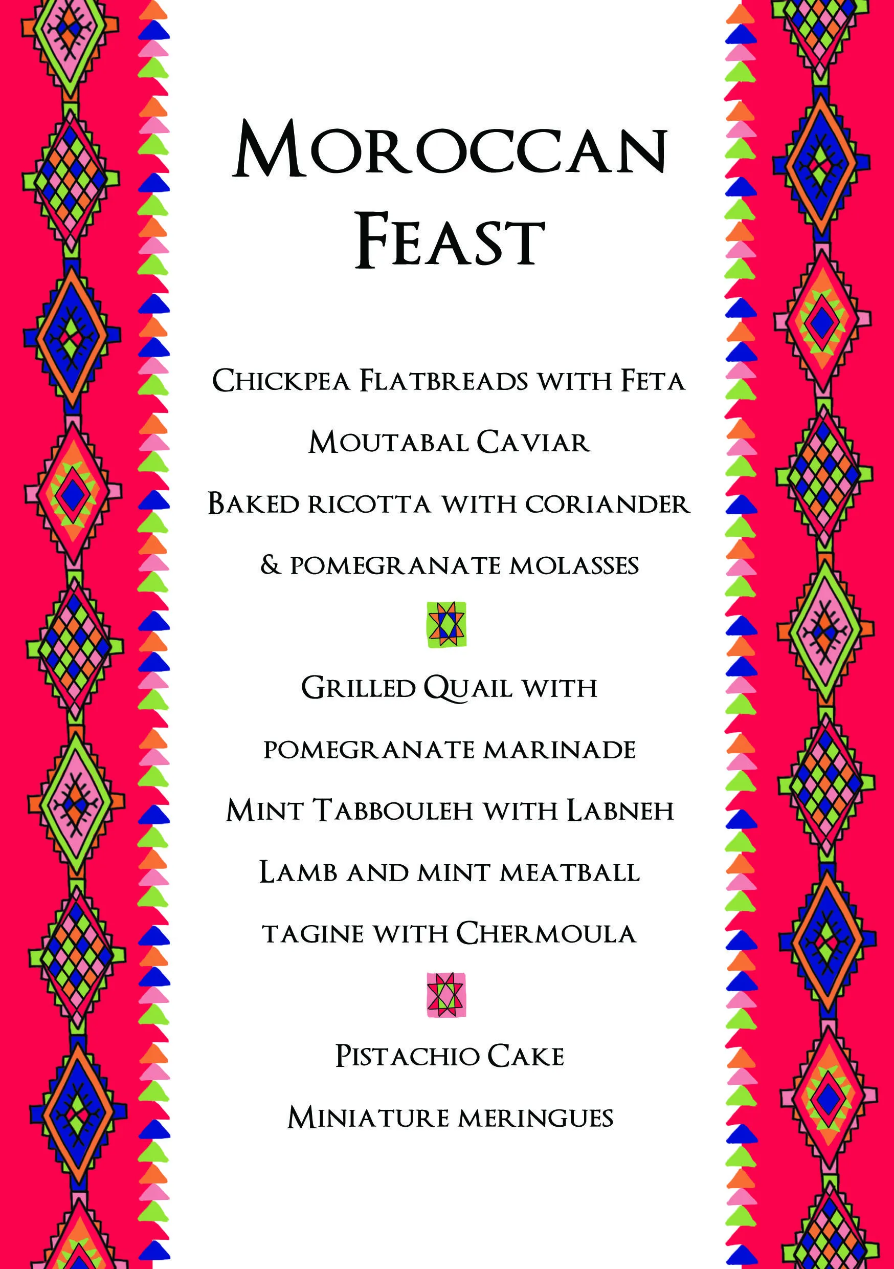 Moroccan Dinner Party Menu