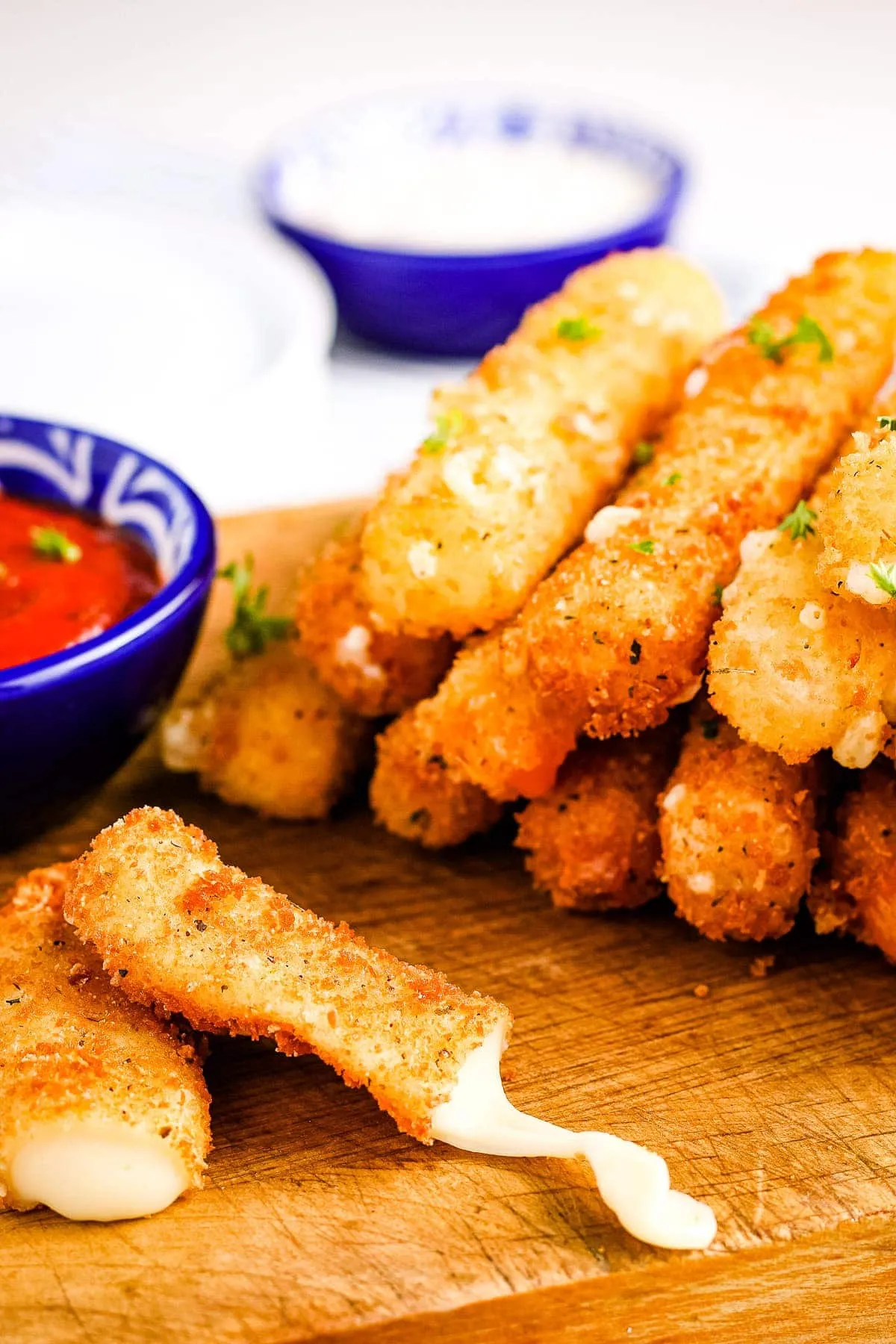 Mozzarella Sticks Baked and Fried With
